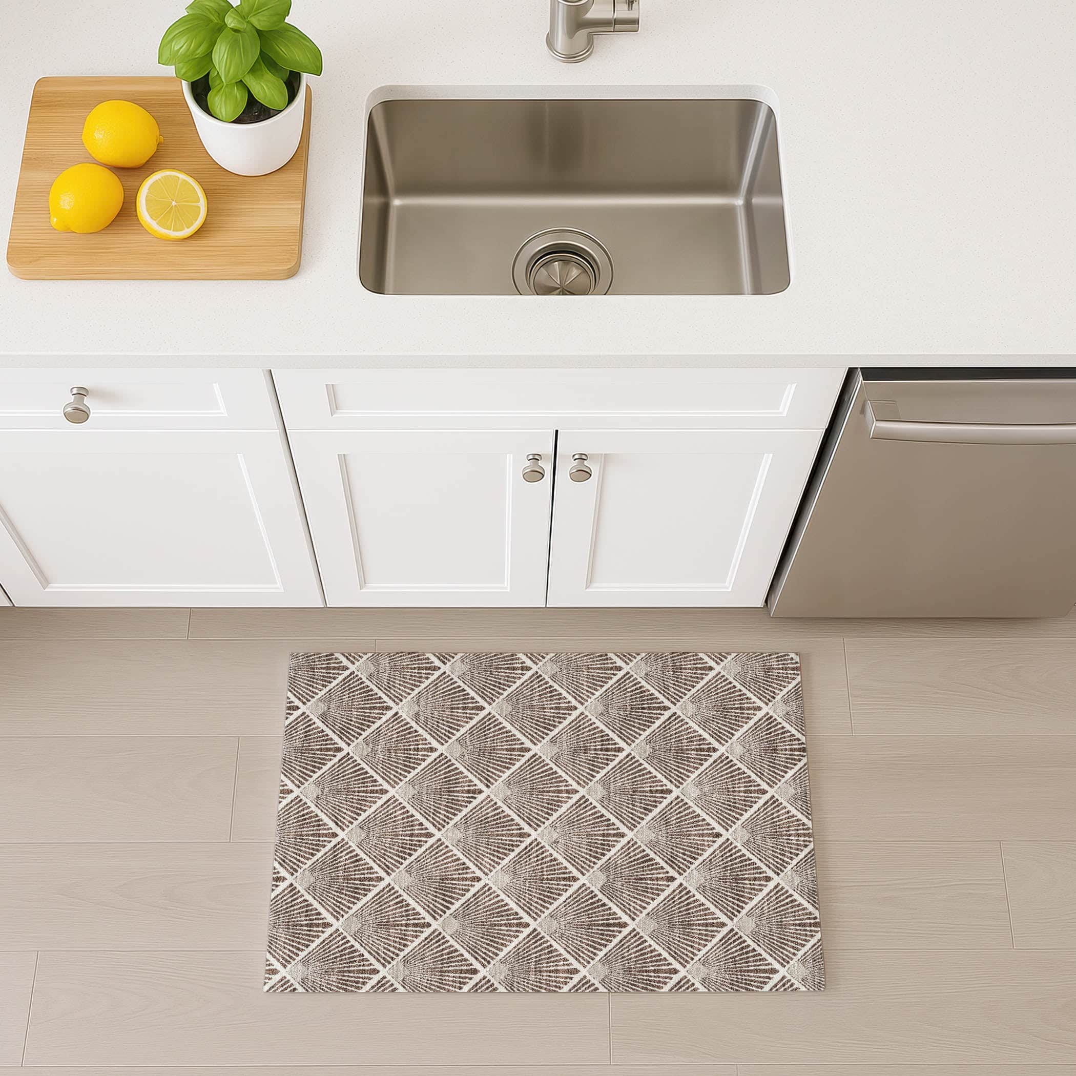 Luxury Washable Indoor/Outdoor Geometric TR9 Brown Rug 1'8" x 2'6" #shape_Rectangle