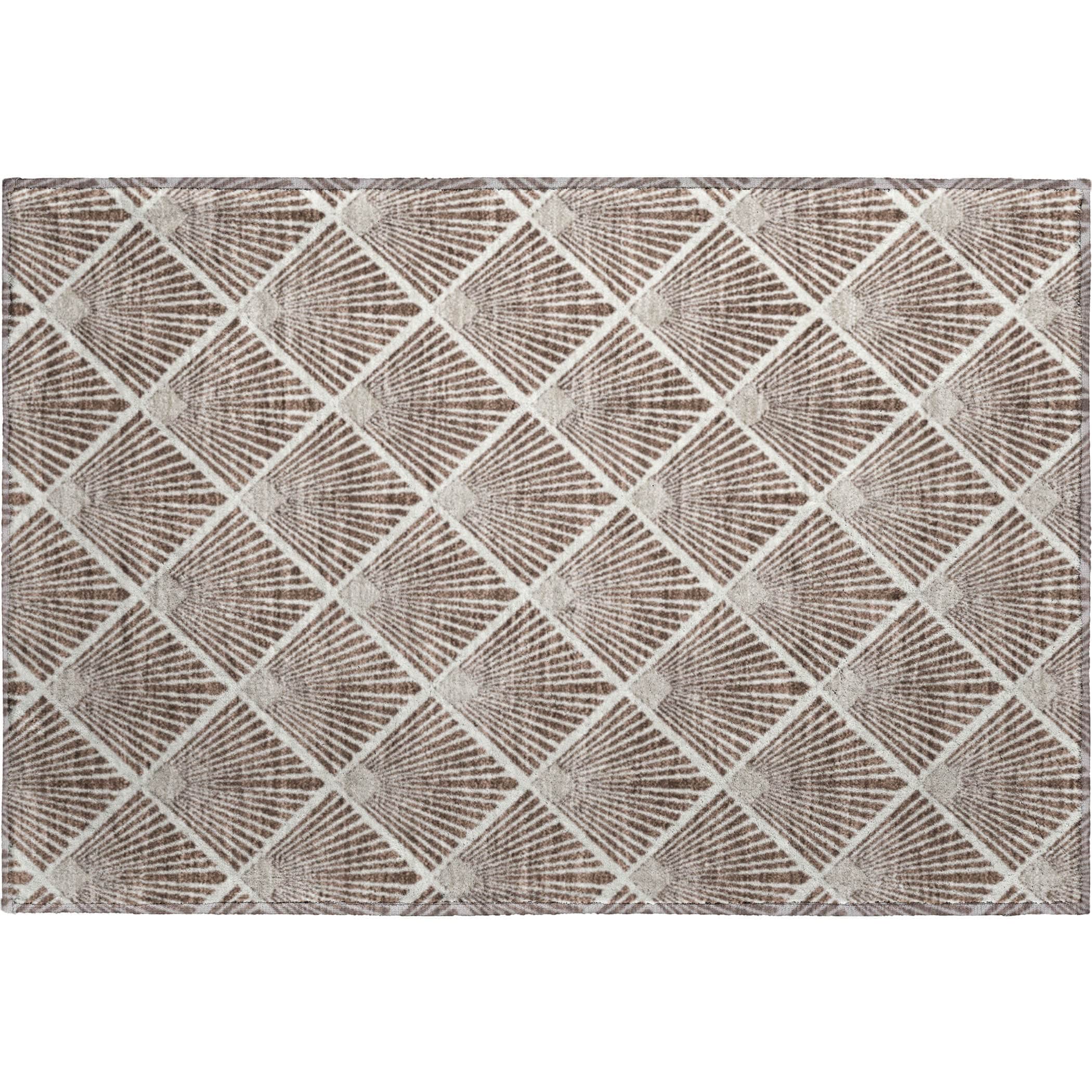 Luxury Washable Indoor/Outdoor Geometric TR9 Brown Rug 1'8" x 2'6" #shape_Rectangle