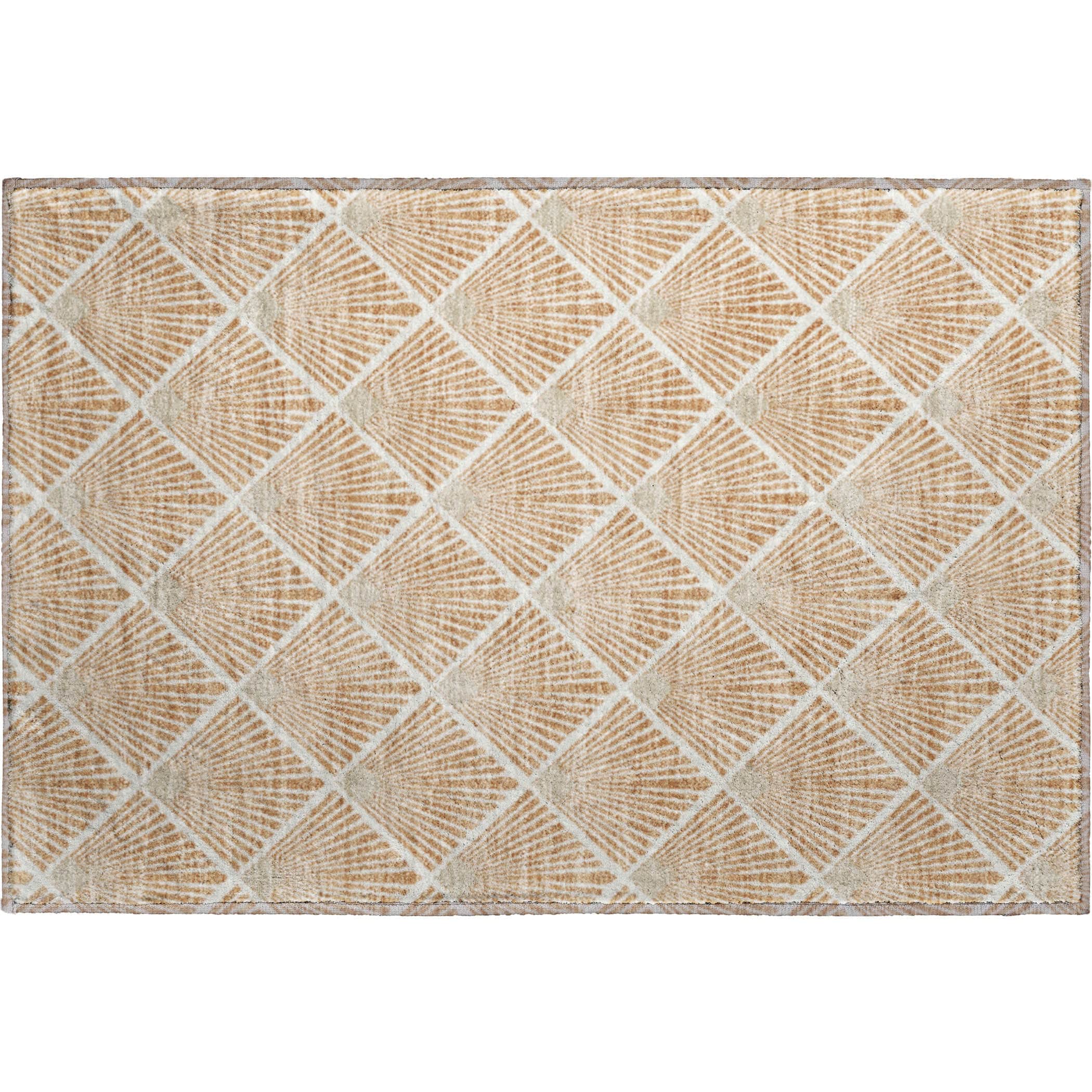 Luxury Washable Indoor/Outdoor Geometric TR9 Copper Orange Rug 1'8" x 2'6" #shape_Rectangle
