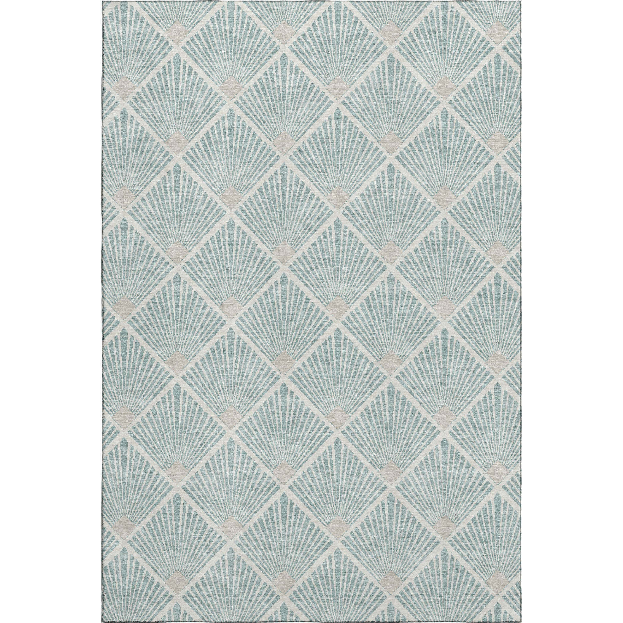 Luxury Washable Indoor/Outdoor Geometric TR9 Seafoam Blue Rug 2'6" x 3'10" #shape_Rectangle