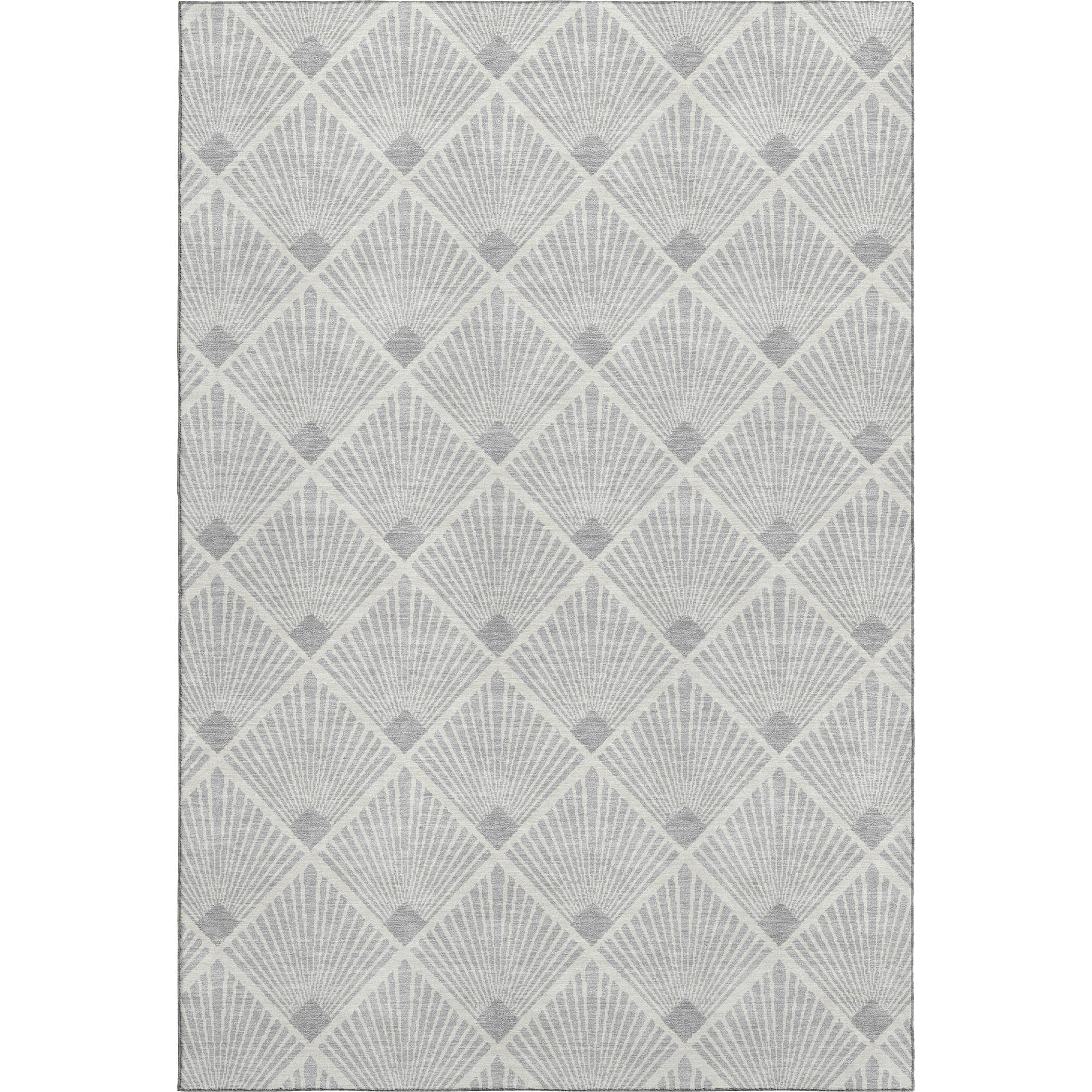 Luxury Washable Indoor/Outdoor Geometric TR9 Silver Gray Rug 2'6" x 3'10" #shape_Rectangle