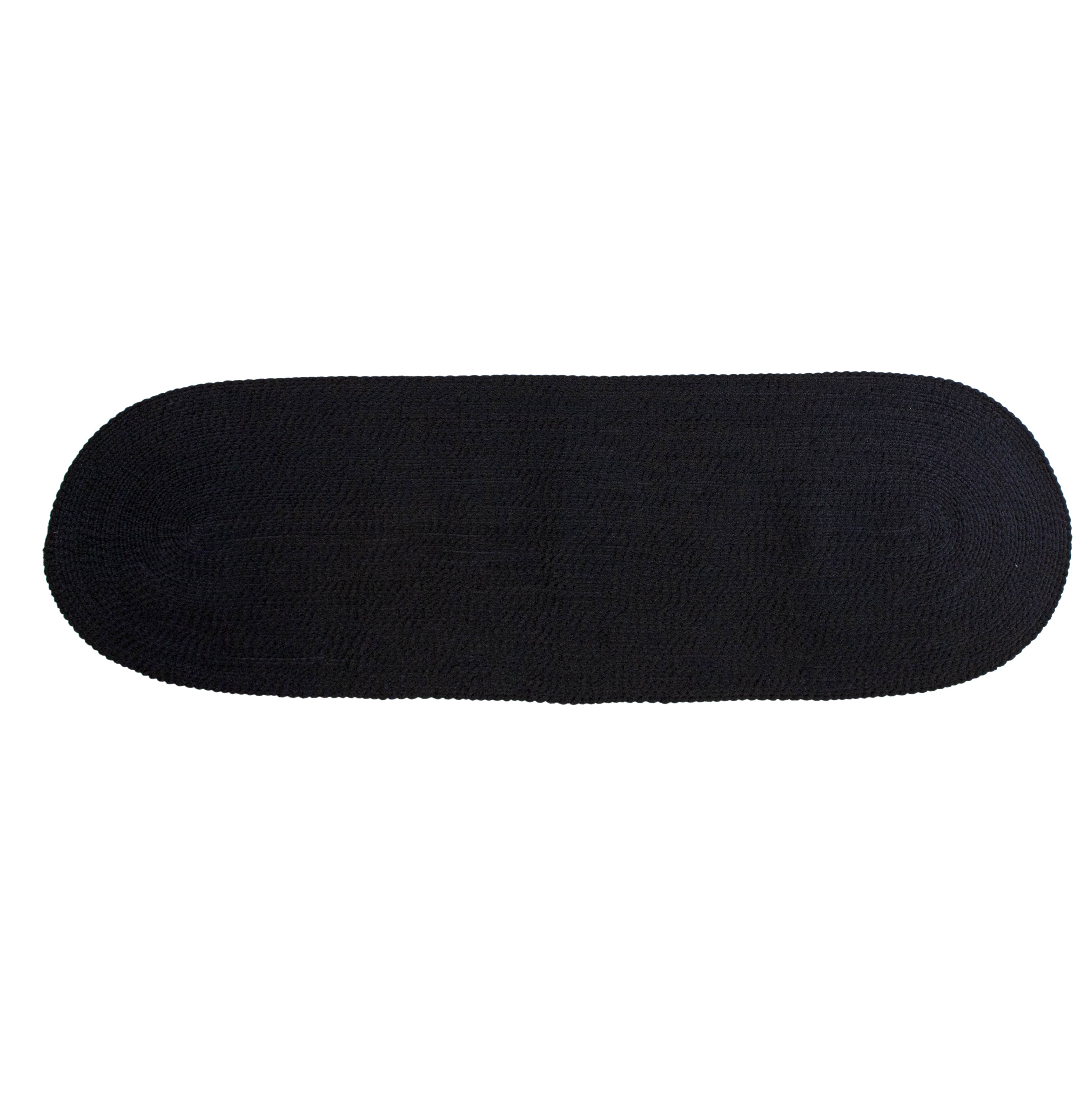 Black Braided Rug - Reversible Solid - Indoor Outdoor Kitchen Rug