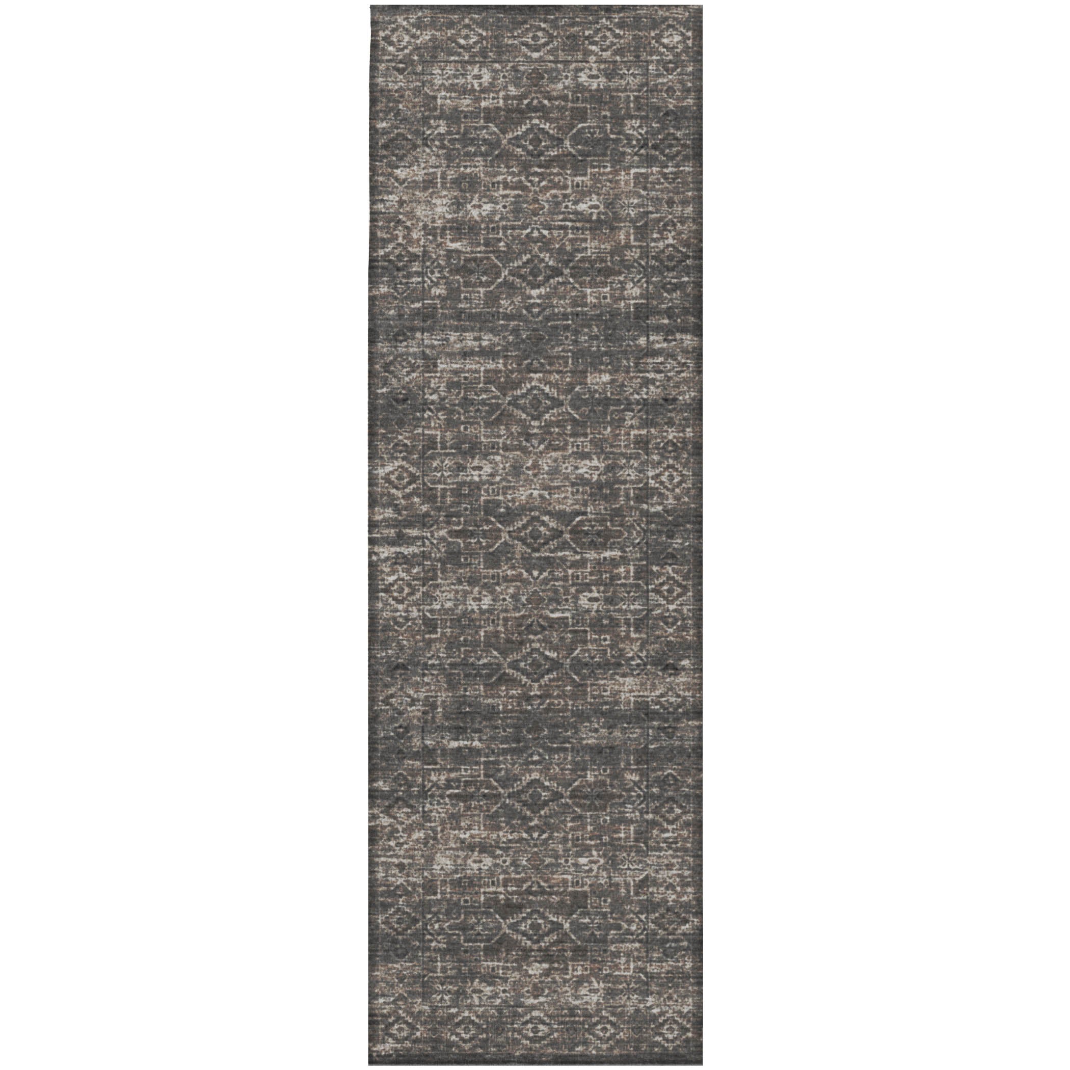 Indoor/Outdoor Traditional TU10 Gray Rug 2'6" x 10' #shape_Runner