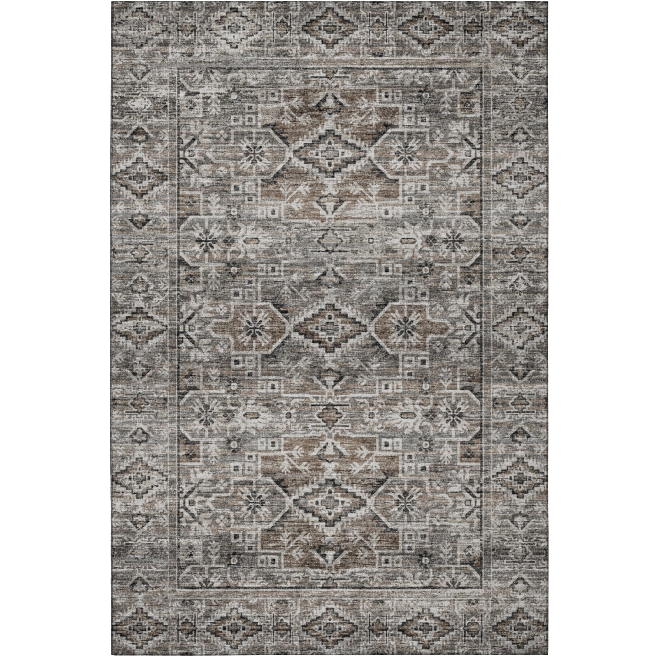 Indoor/Outdoor Traditional TU10 Gray Rug 3' x 5' #shape_Rectangle