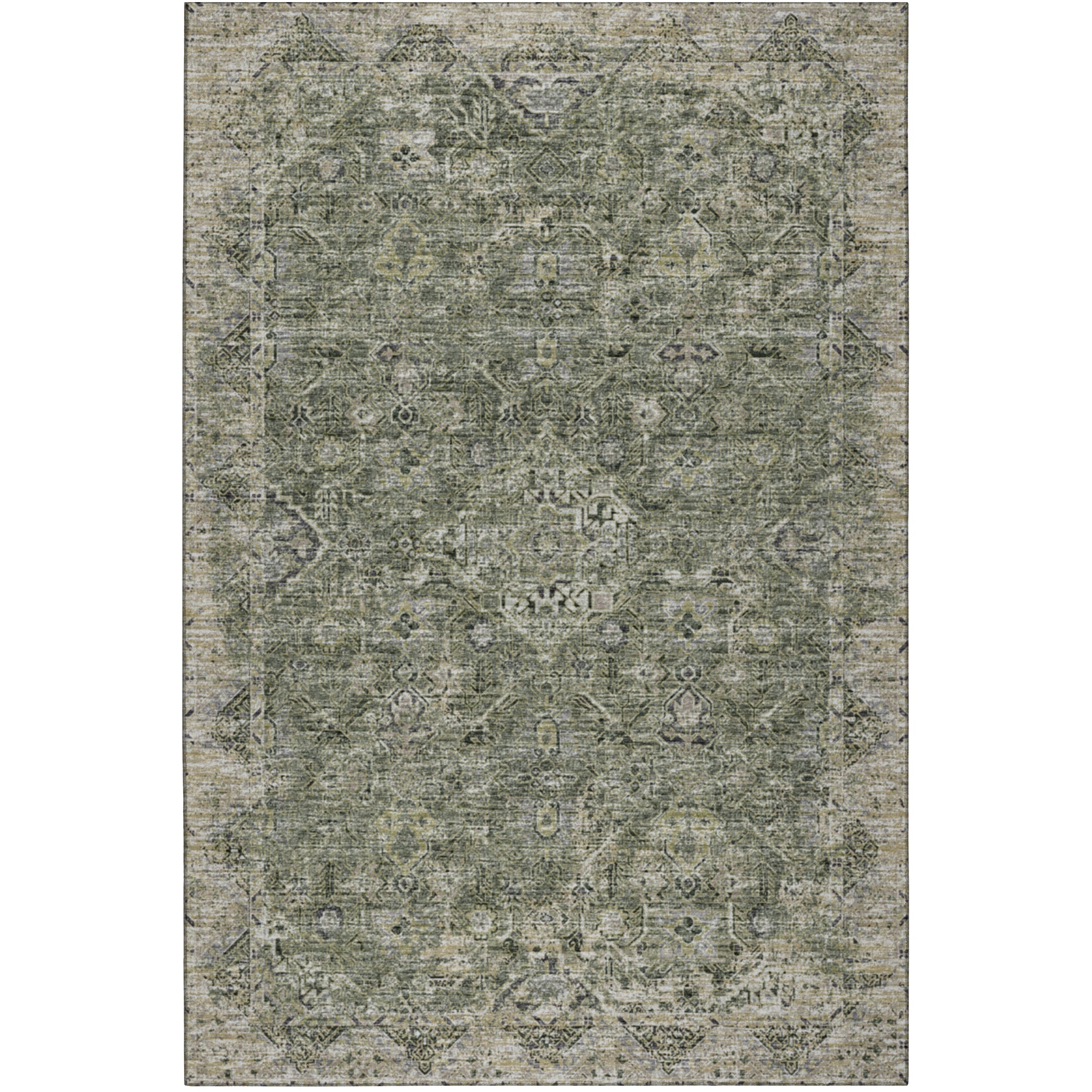 Indoor/Outdoor Traditional TU12 Green Rug 3' x 5' #shape_Rectangle