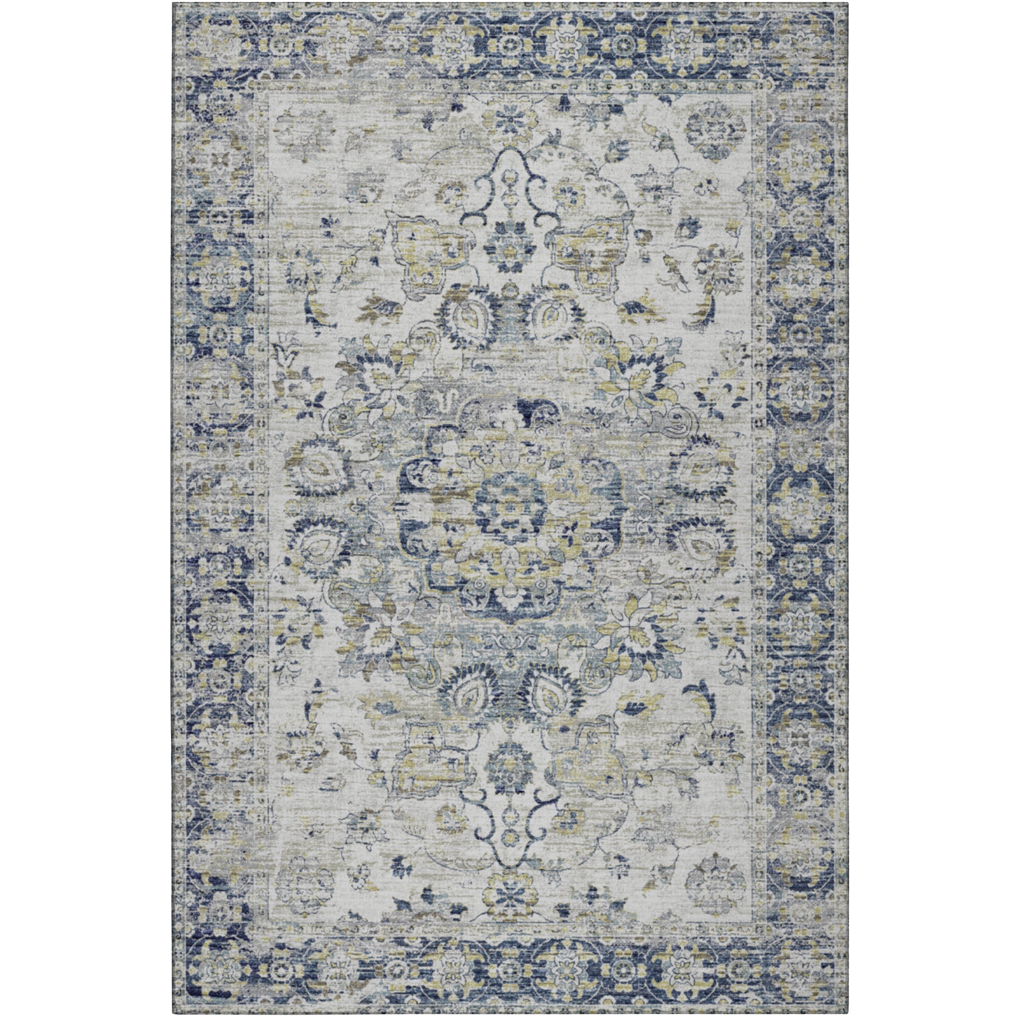 Indoor/Outdoor Traditional TU1 Silver Gray Rug 3' x 5' #shape_Rectangle