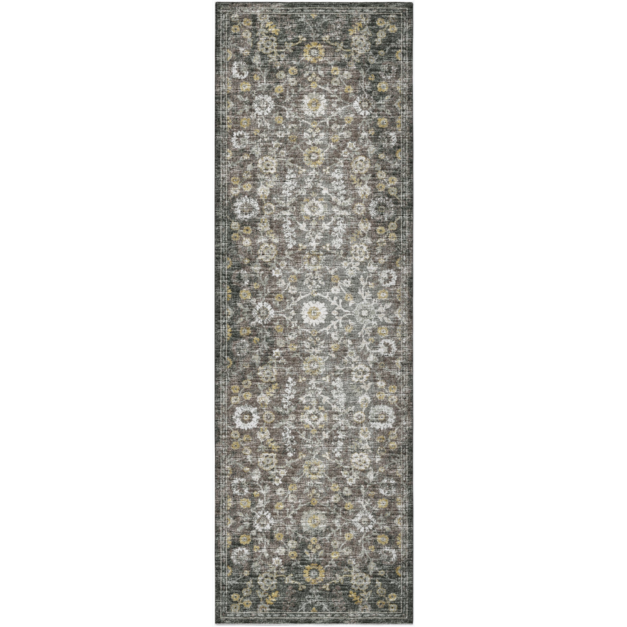 Indoor/Outdoor Traditional TU2 Gray Rug 2'6" x 10' #shape_Runner