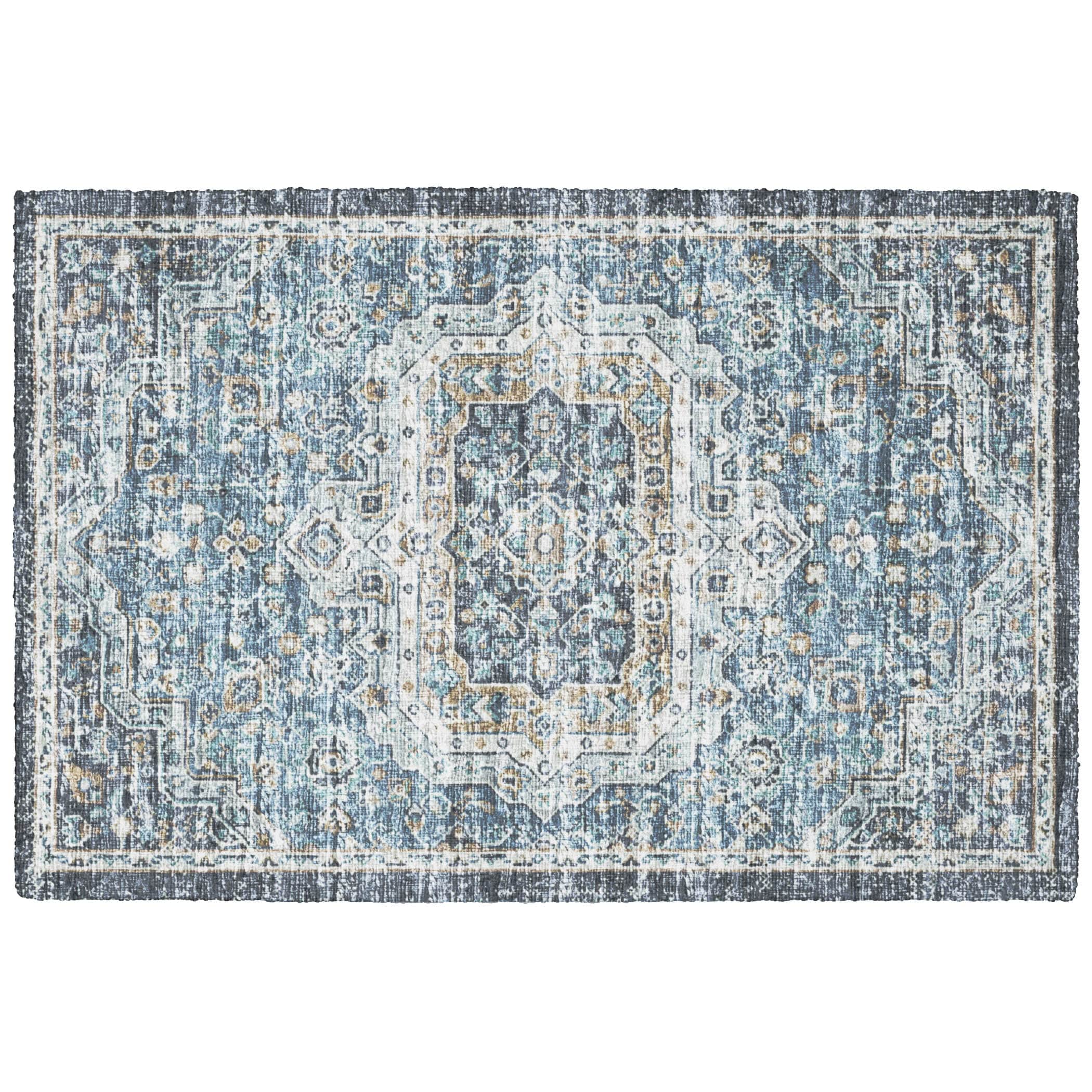 Indoor/Outdoor Traditional TU4 Blue Rug 1'8" x 2'6" #shape_Rectangle