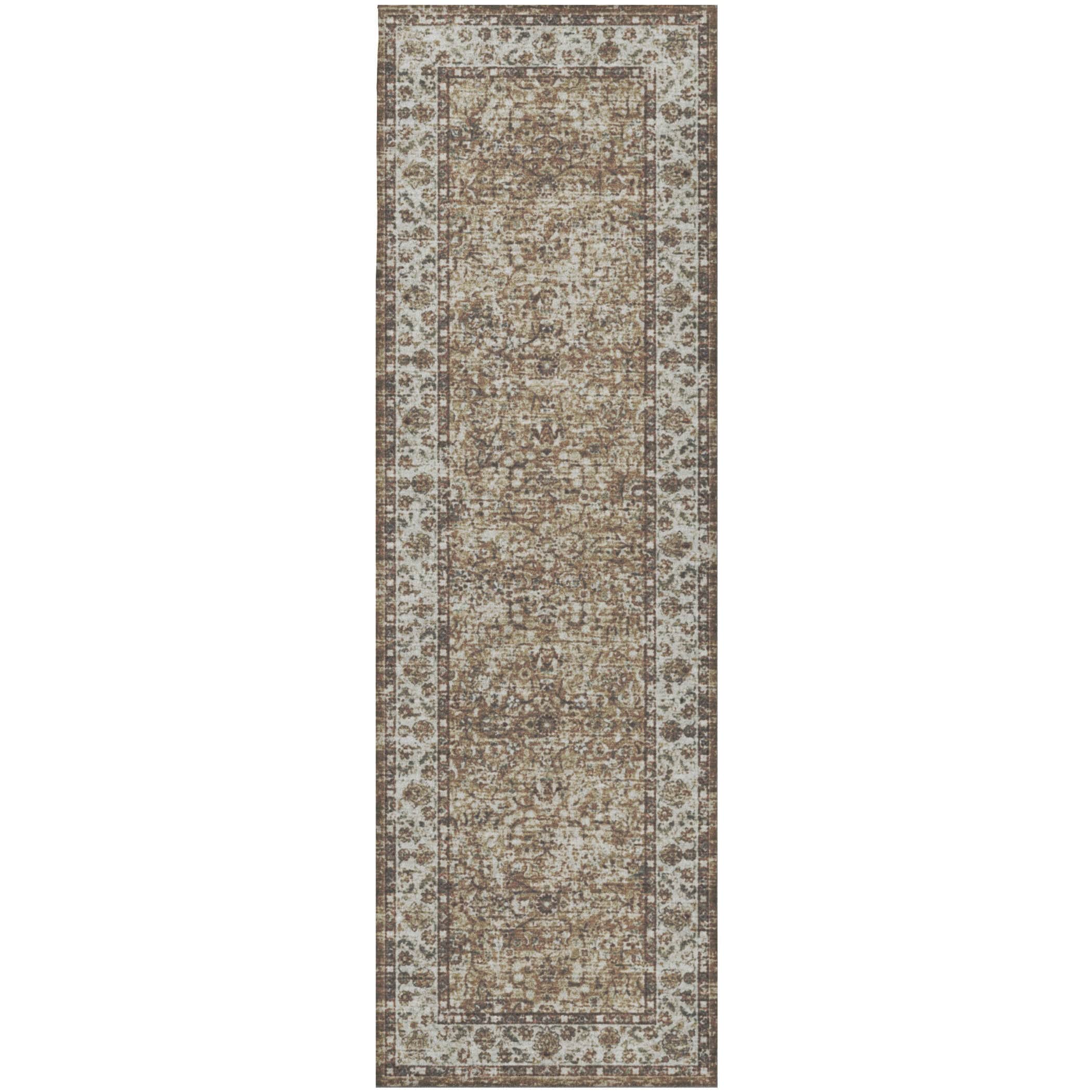 Indoor/Outdoor Traditional TU5 Taupe Brown Rug 2'6" x 10' #shape_Runner