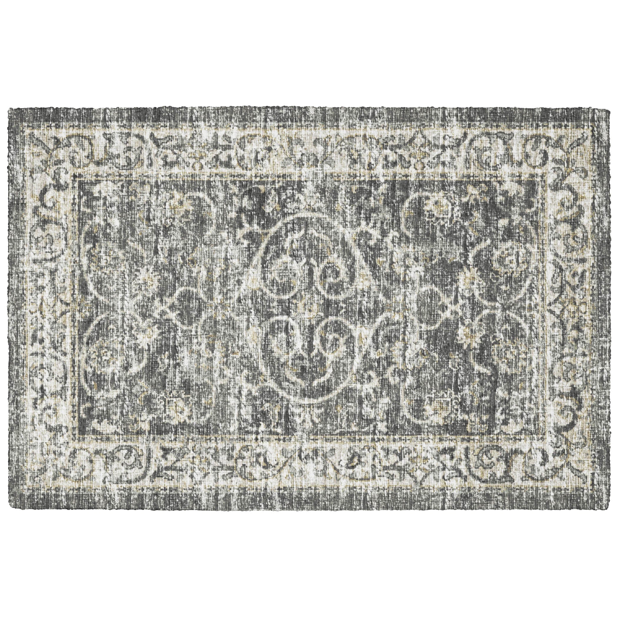 Indoor/Outdoor Traditional TU6 Charcoal Gray Rug 1'8" x 2'6" #shape_Rectangle