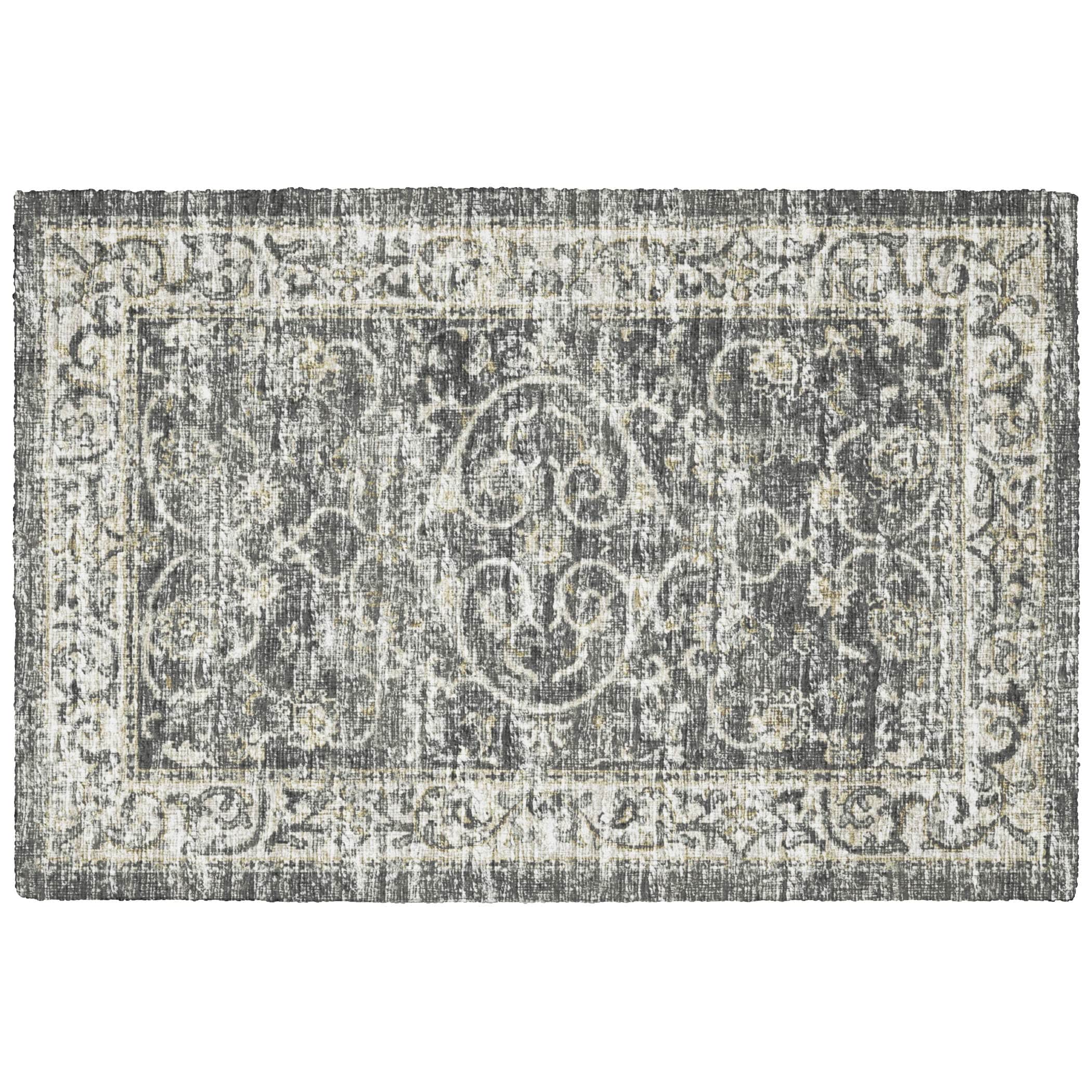 Indoor/Outdoor Traditional TU6 Charcoal Gray Rug 1'8" x 2'6" #shape_Rectangle