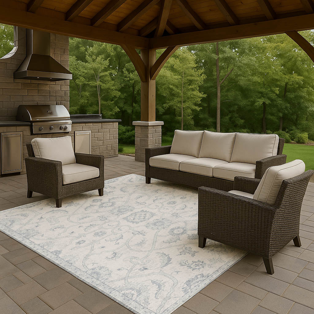 Indoor/Outdoor Traditional TU8 Denim Blue Rug 3' x 5' #shape_Rectangle