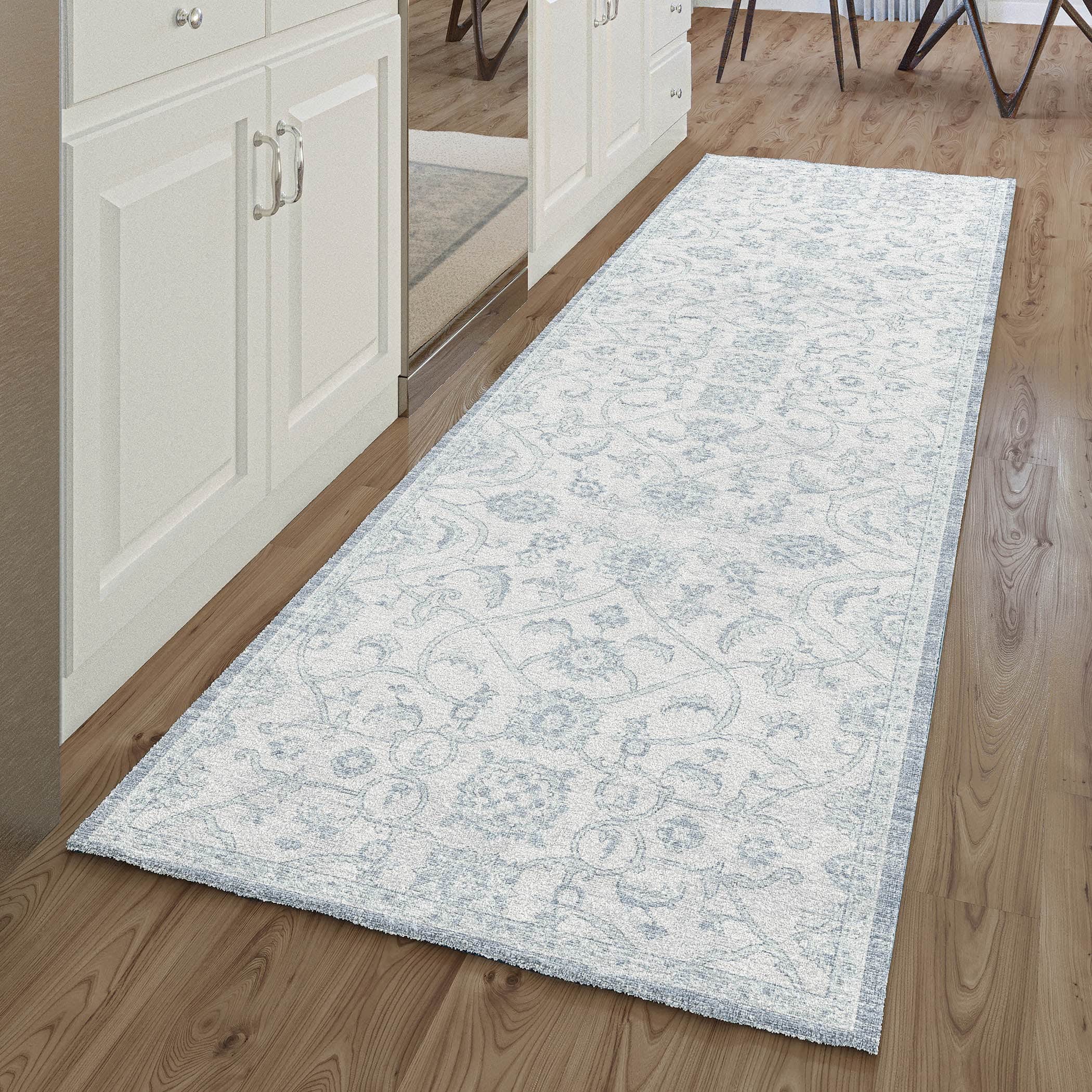 Indoor/Outdoor Traditional TU8 Denim Blue Rug 2'6" x 10' #shape_Runner