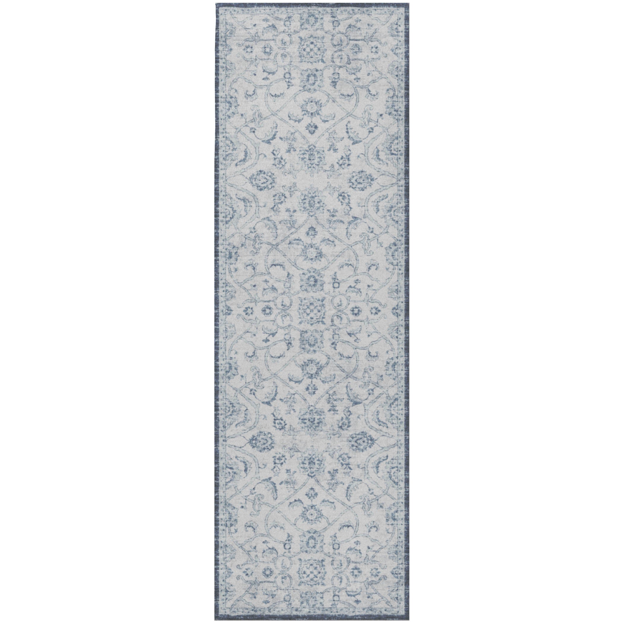 Indoor/Outdoor Traditional TU8 Denim Blue Rug 2'6" x 10' #shape_Runner