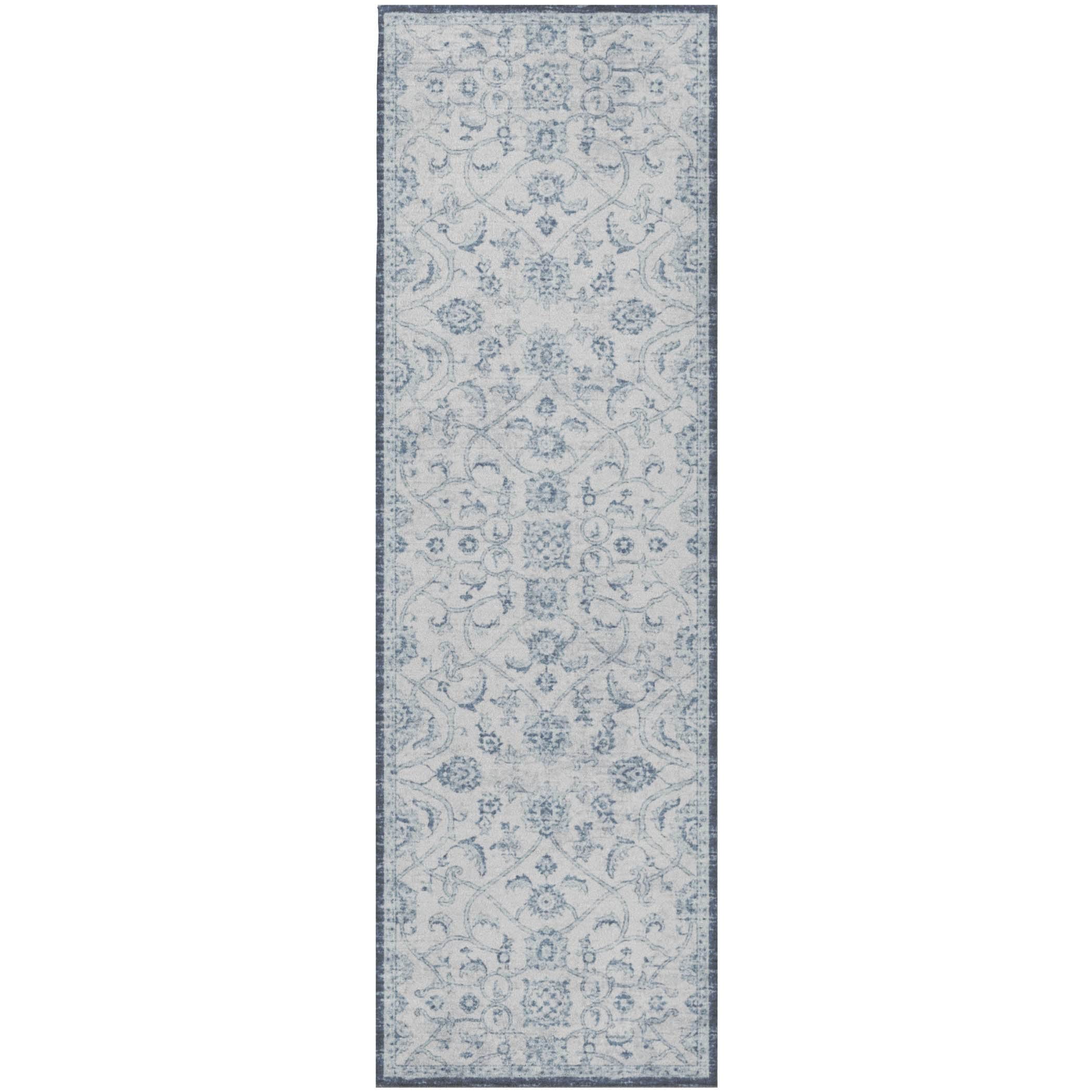 Indoor/Outdoor Traditional TU8 Denim Blue Rug 2'6" x 10' #shape_Runner