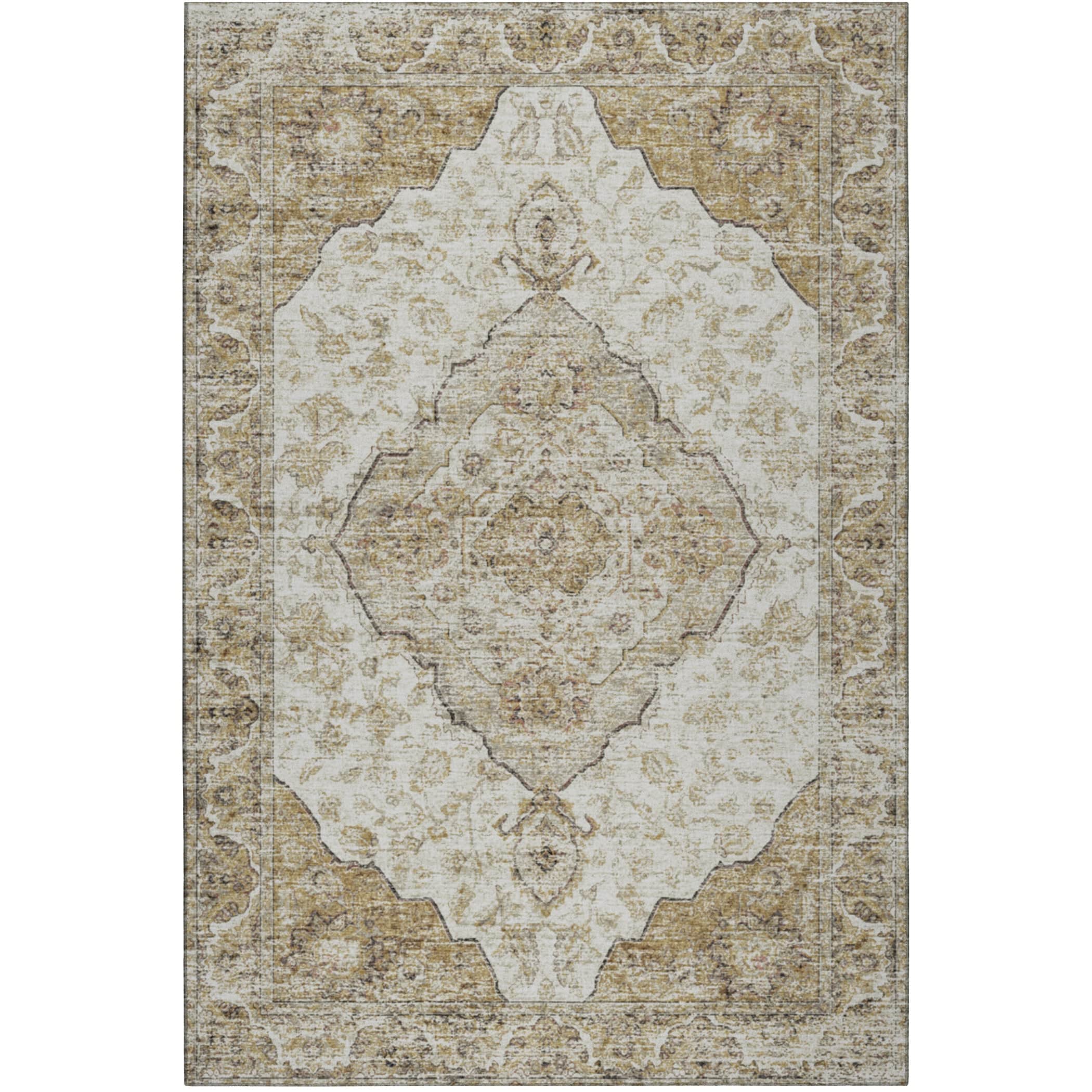 Indoor/Outdoor Traditional TU9 Gold Rug 3' x 5' #shape_Rectangle