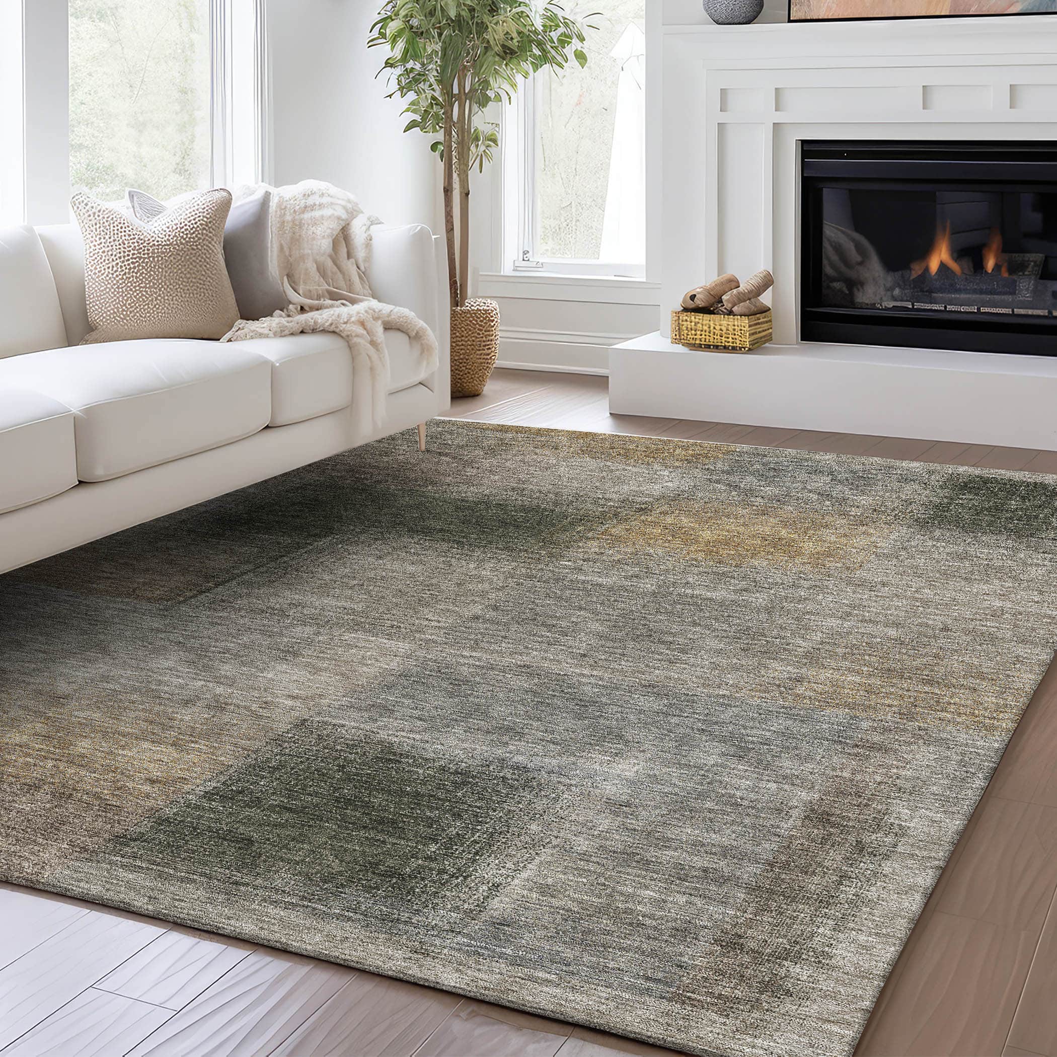 Luxury Washable Indoor/Outdoor Transitional TV10 Mocha Brown Rug 1'8" x 2'6" #shape_Rectangle
