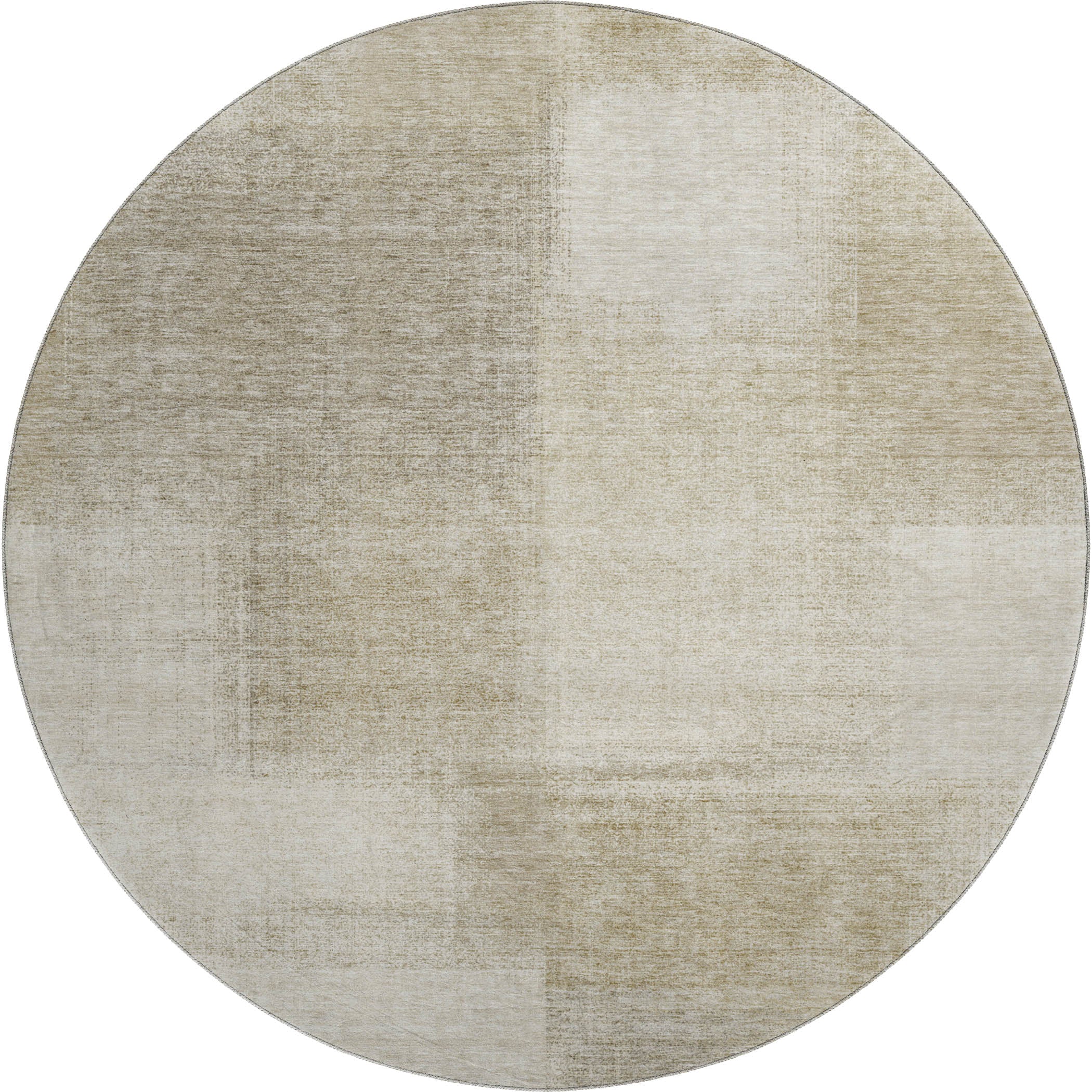 Luxury Washable Indoor/Outdoor Transitional TV10 Taupe Brown Rug 8' x 8' #shape_Round
