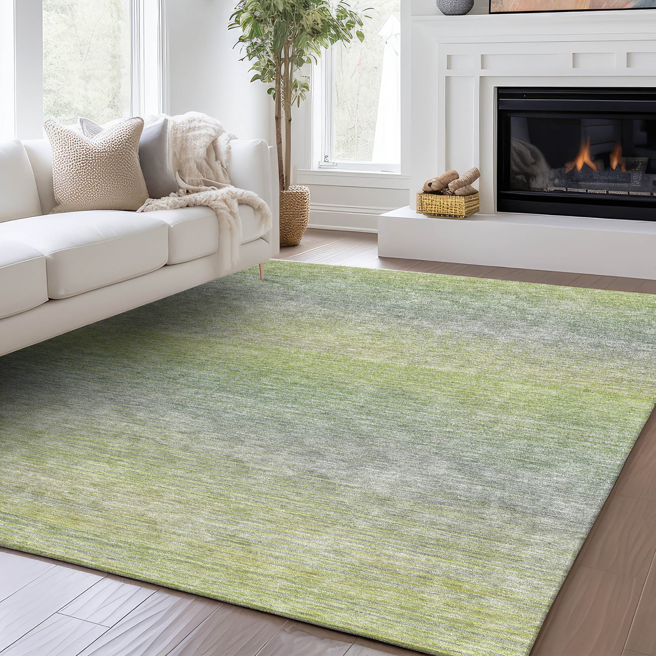 Luxury Washable Indoor/Outdoor Transitional TV11 Aloe Green Rug 1'8" x 2'6" #shape_Rectangle