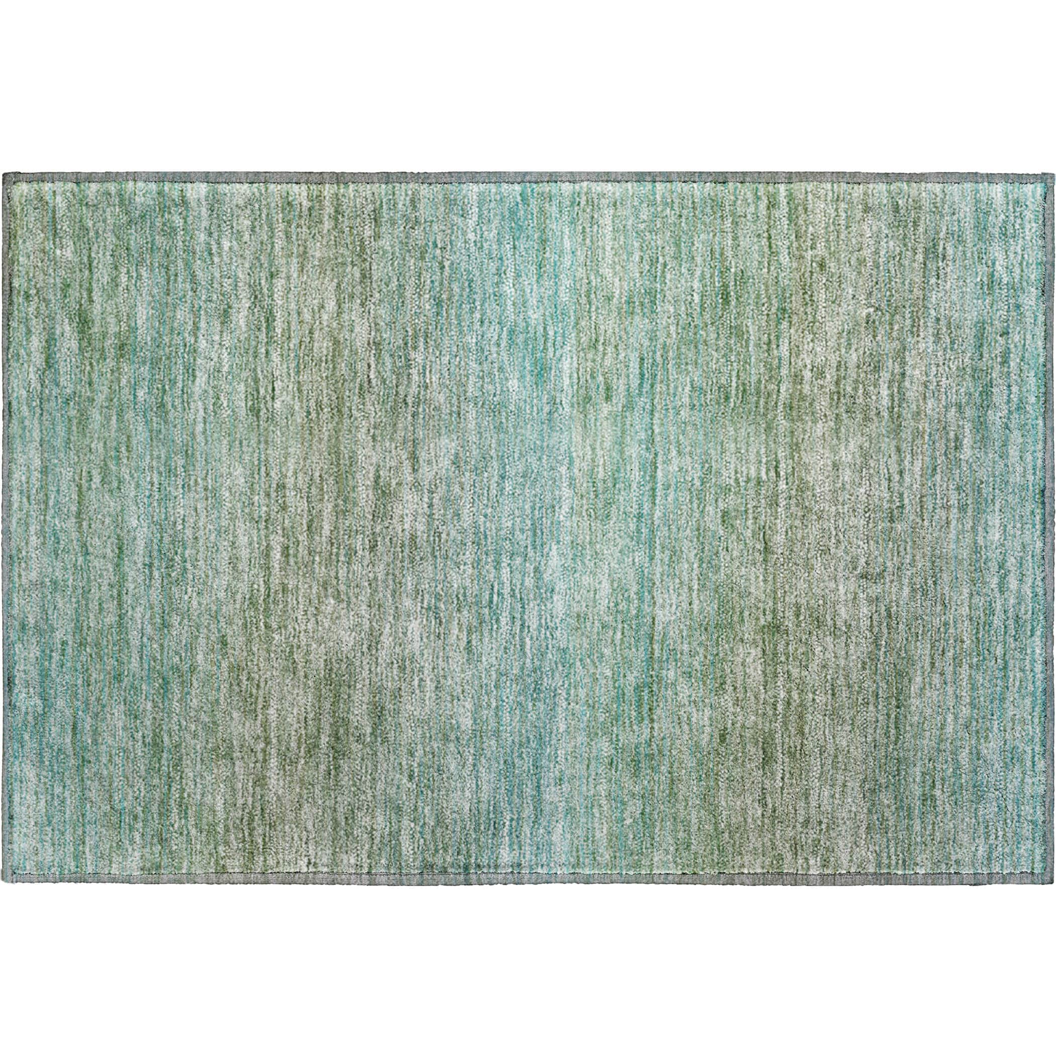 Luxury Washable Indoor/Outdoor Transitional TV11 Teal Rug 1'8" x 2'6" #shape_Rectangle