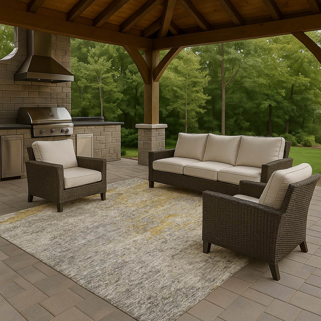 Luxury Washable Indoor/Outdoor Transitional TV13 Gray Rug 1'8" x 2'6" #shape_Rectangle