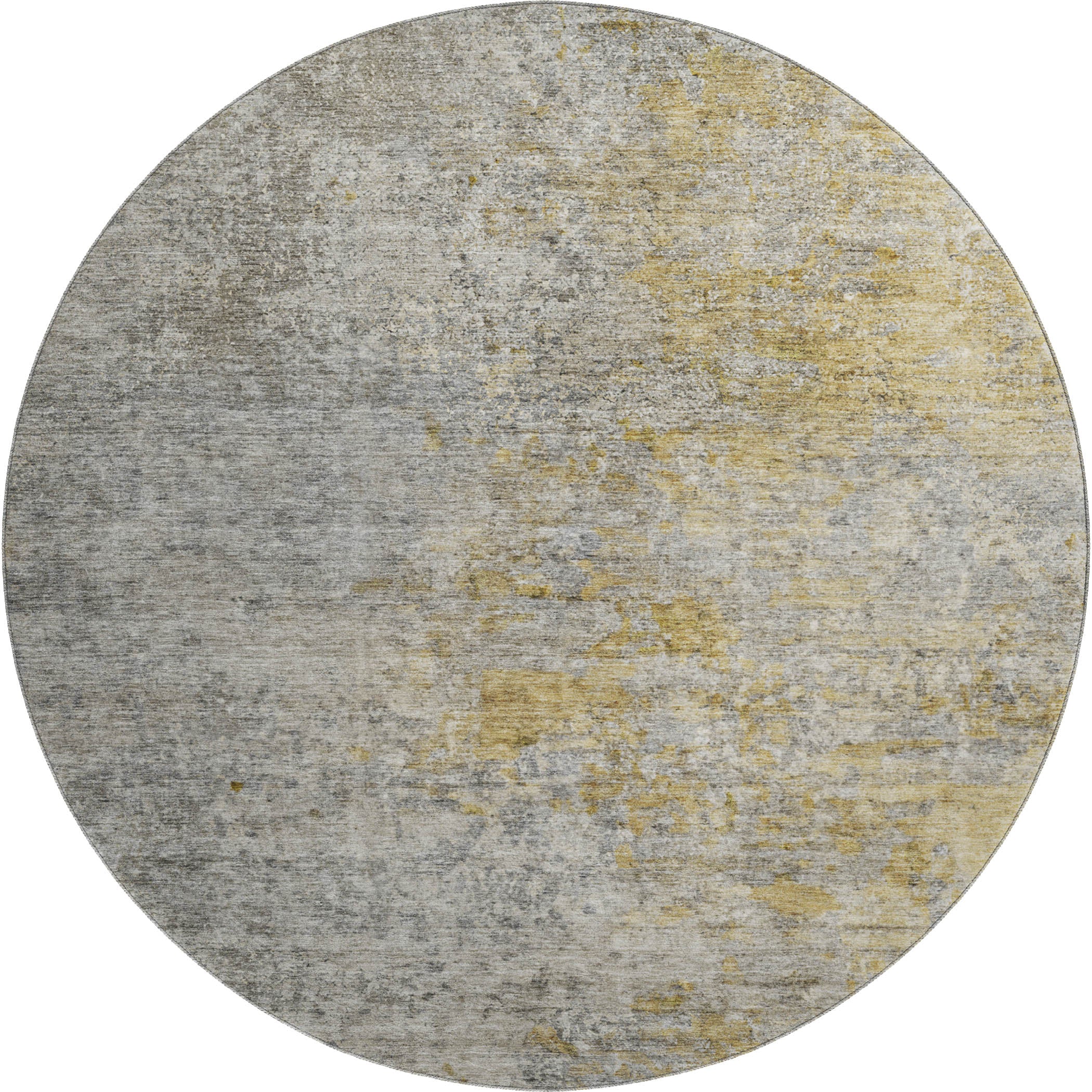 Luxury Washable Indoor/Outdoor Transitional TV13 Gray Rug 8' x 8' #shape_Round