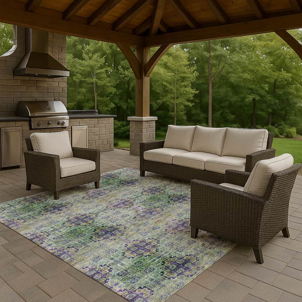 Luxury Washable Indoor/Outdoor Transitional TV16 Purple Rug 1'8" x 2'6" #shape_Rectangle