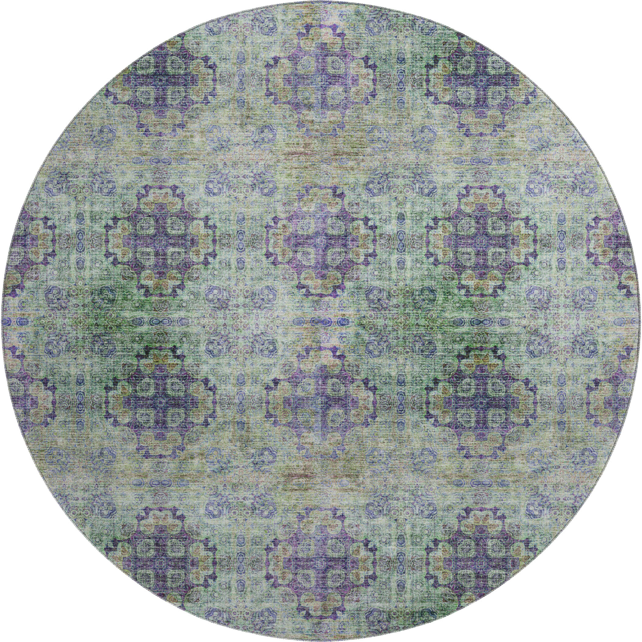 Luxury Washable Indoor/Outdoor Transitional TV16 Purple Rug 8' x 8' #shape_Round