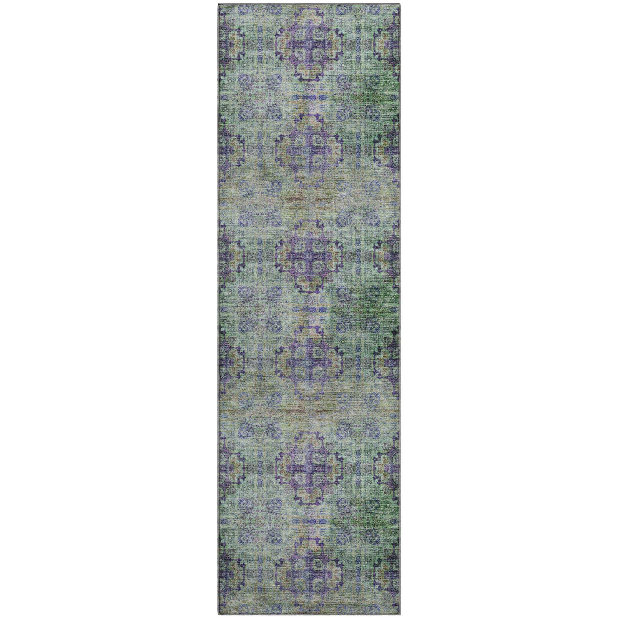 Luxury Washable Indoor/Outdoor Transitional TV16 Purple Rug 2'3" x 7'6" #shape_Runner