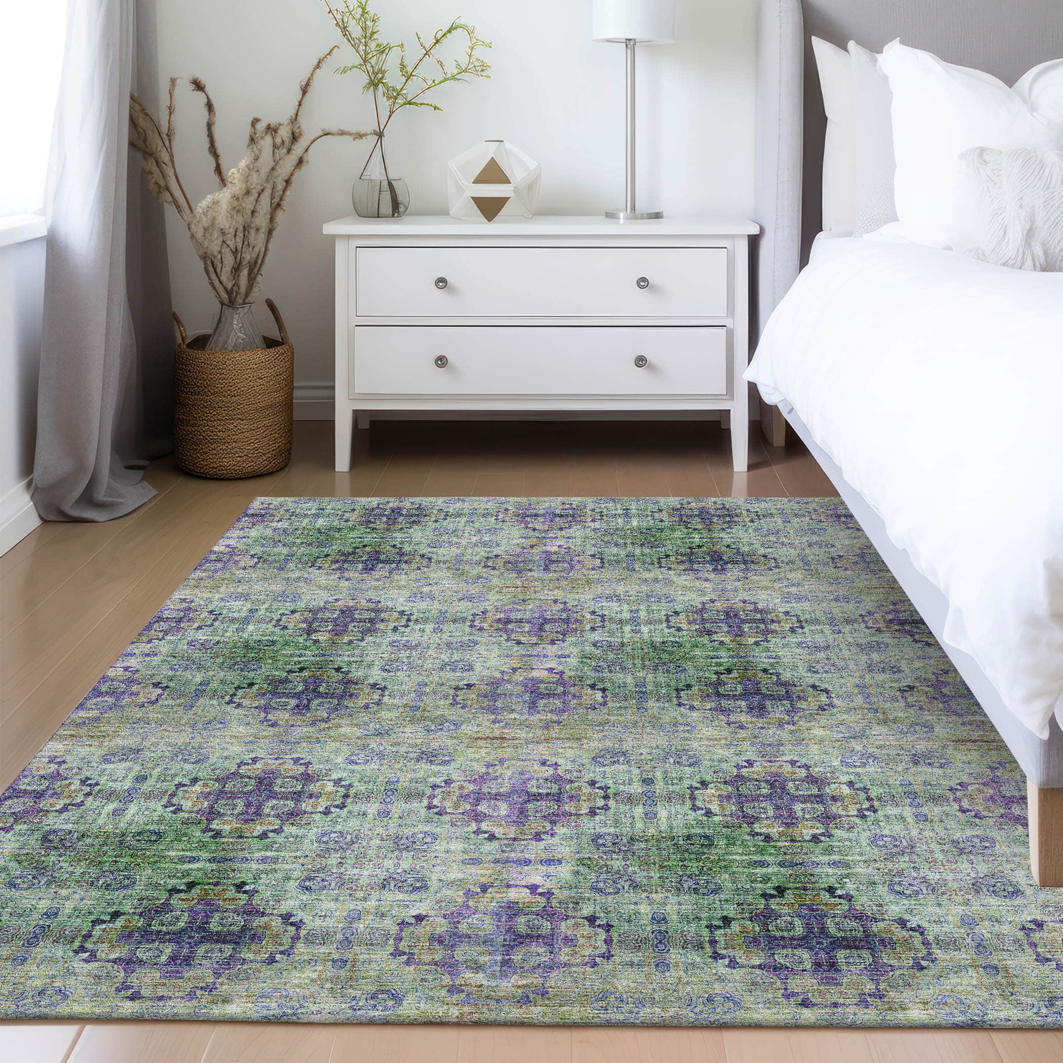 Luxury Washable Indoor/Outdoor Transitional TV16 Purple Rug 1'8" x 2'6" #shape_Rectangle