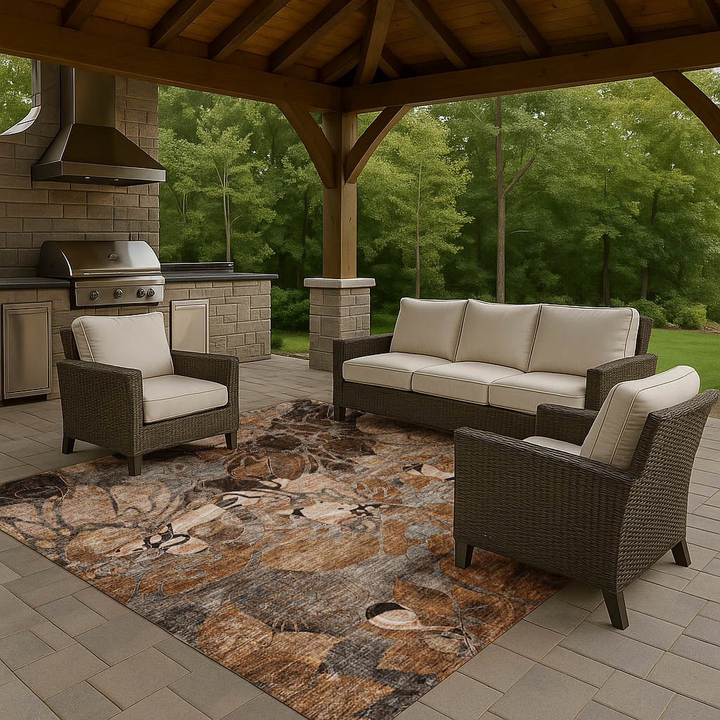 Luxury Washable Indoor/Outdoor Transitional TV17 Paprika Orange Rug 1'8" x 2'6" #shape_Rectangle