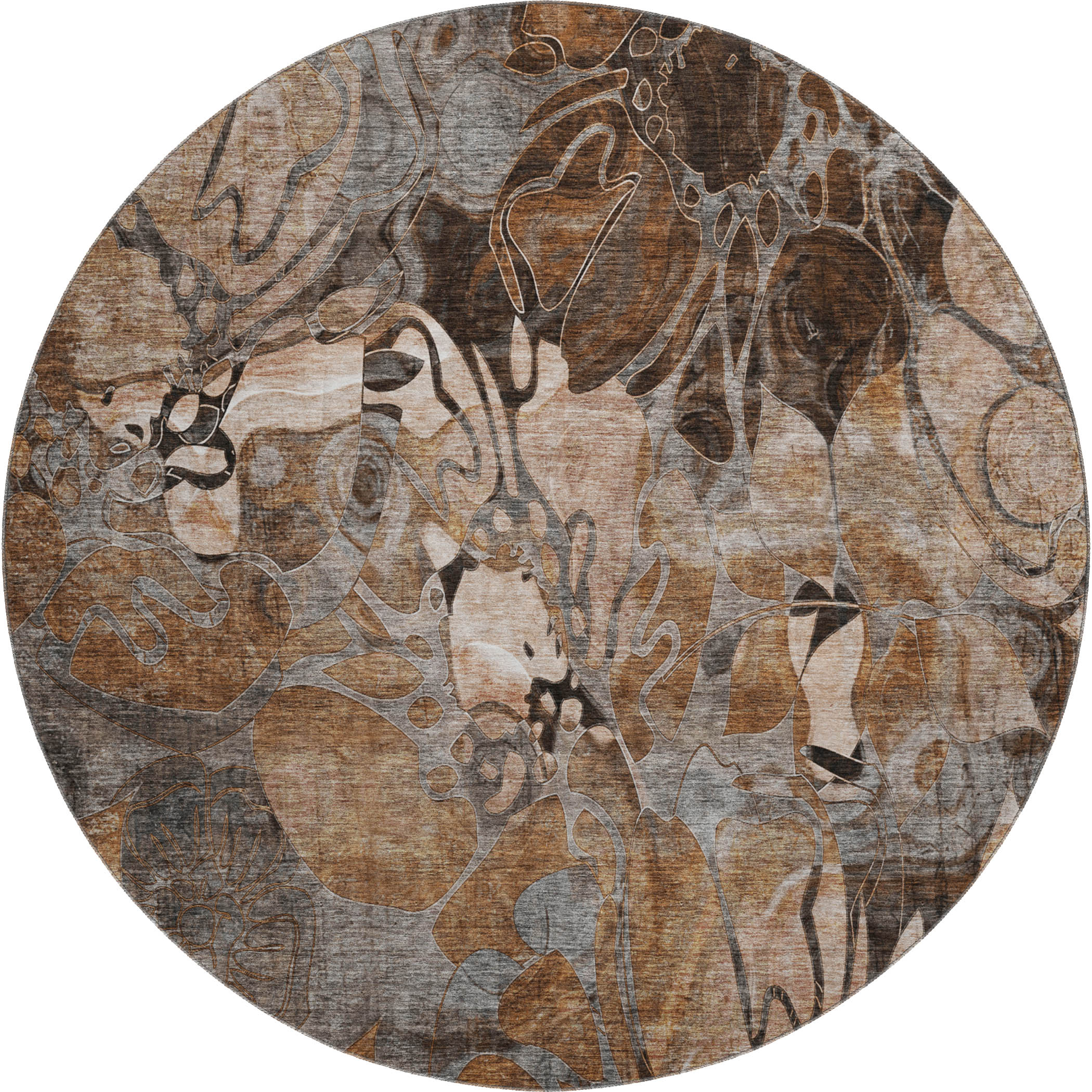 Luxury Washable Indoor/Outdoor Transitional TV17 Paprika Orange Rug 8' x 8' #shape_Round