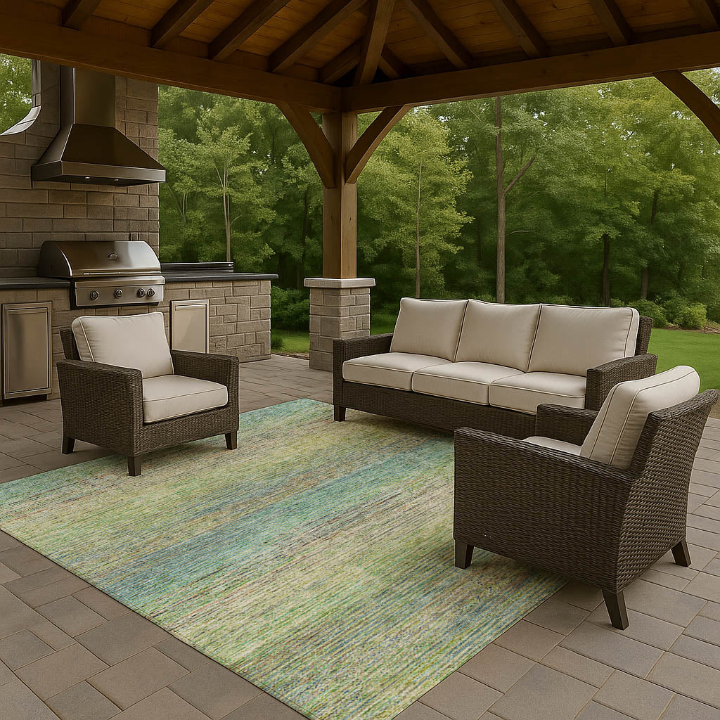 Luxury Washable Indoor/Outdoor Transitional TV1 Aloe Green Rug 1'8" x 2'6" #shape_Rectangle