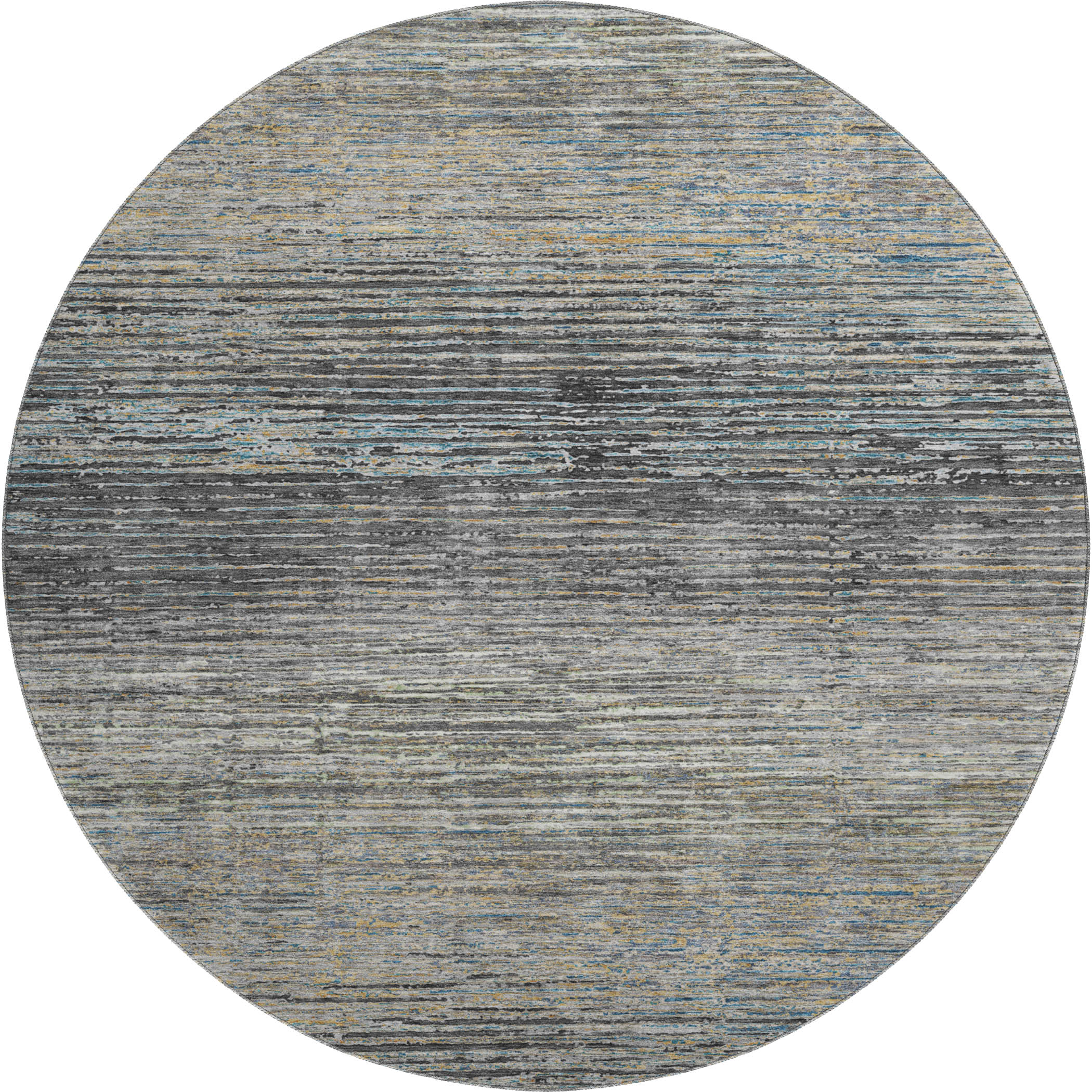Luxury Washable Indoor/Outdoor Transitional TV1 Granite Gray Rug 8' x 8' #shape_Round