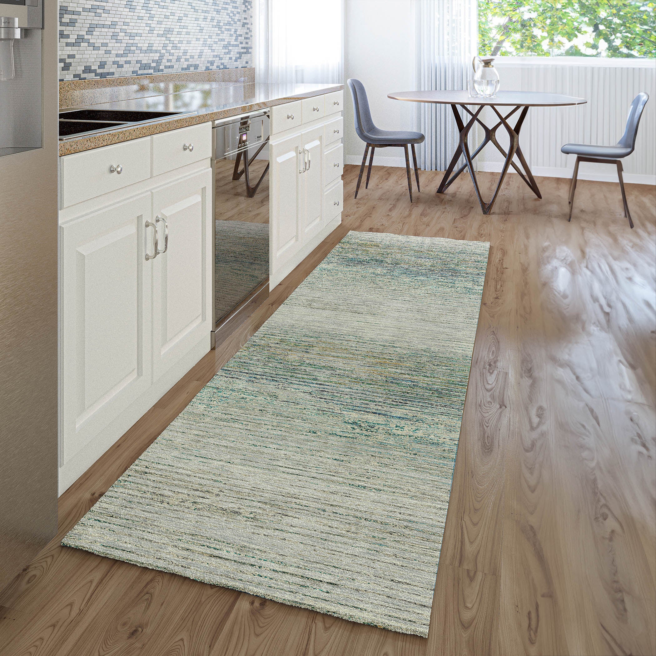 Luxury Washable Indoor/Outdoor Transitional TV1 Linen Ivory Rug 2'3" x 7'6" #shape_Runner