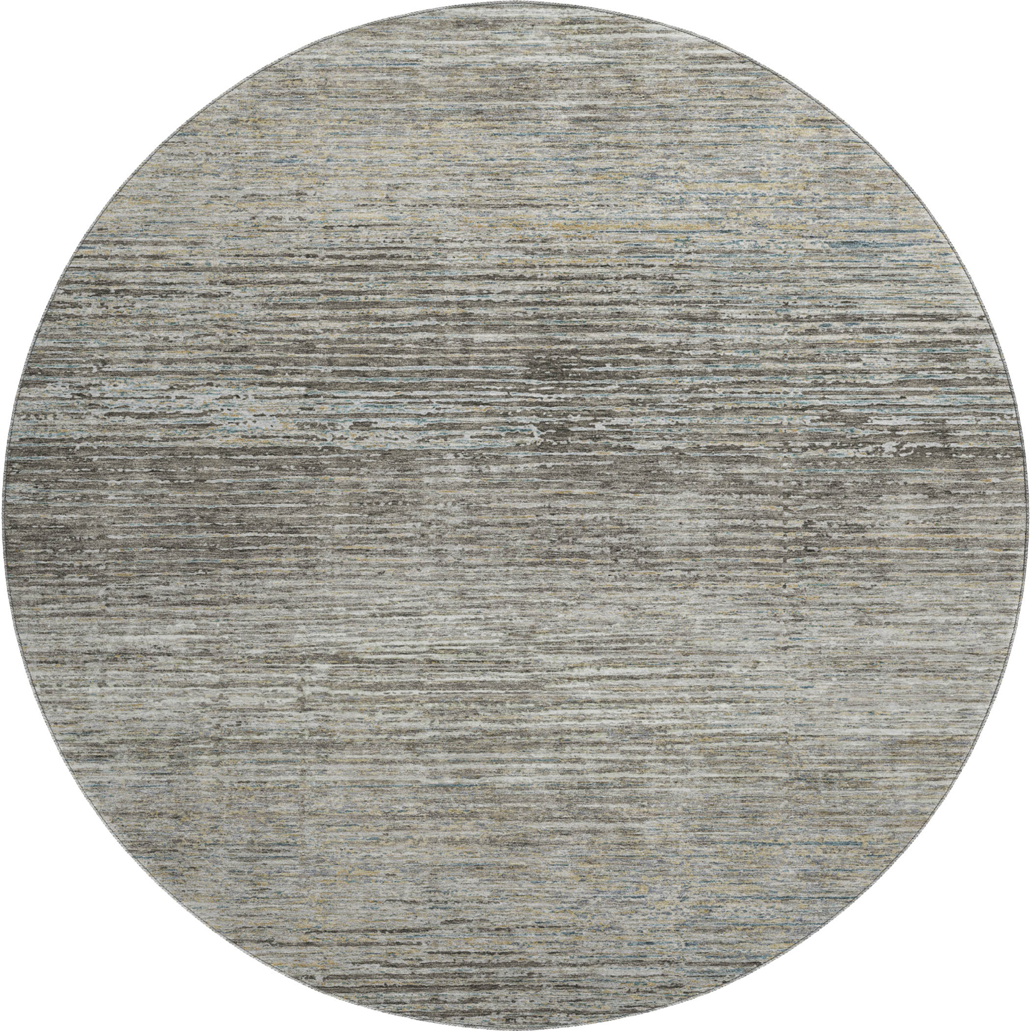 Luxury Washable Indoor/Outdoor Transitional TV1 Taupe Brown Rug 8' x 8' #shape_Round