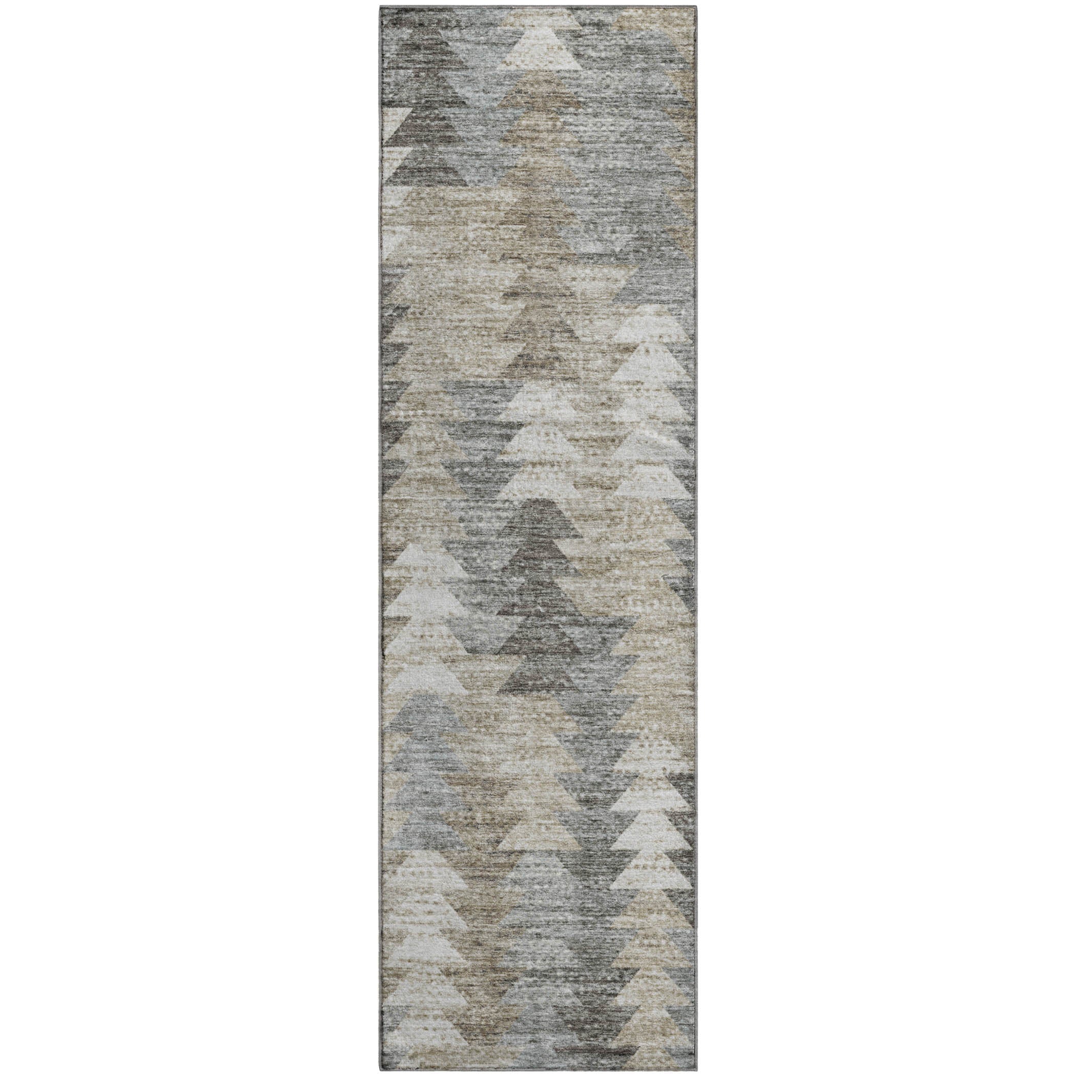 Luxury Washable Indoor/Outdoor Transitional TV20 Taupe Brown Rug 2'3" x 7'6" #shape_Runner