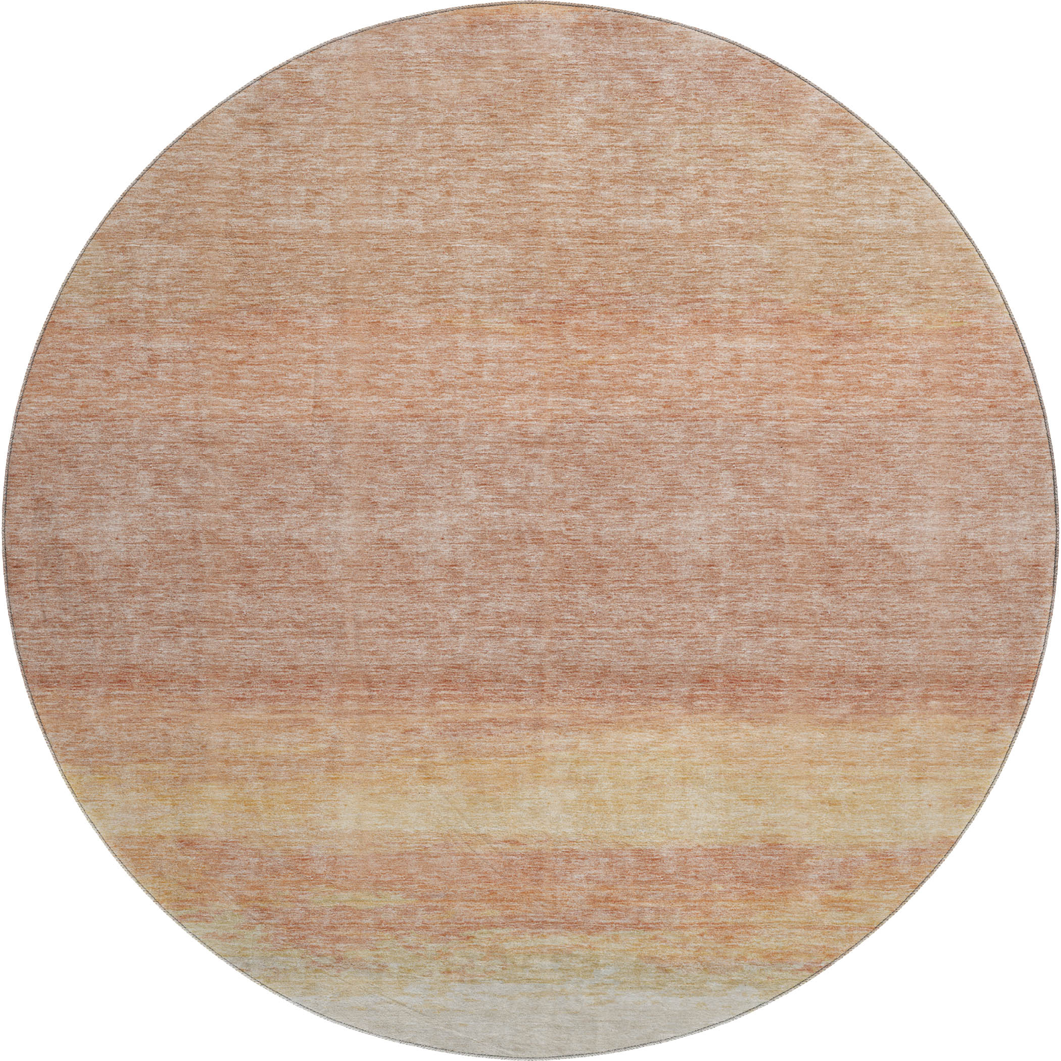 Luxury Washable Indoor/Outdoor Transitional TV2 Salmon Orange Rug 8' x 8' #shape_Round