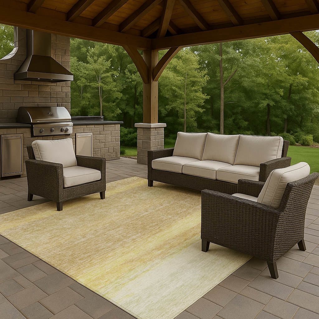 Luxury Washable Indoor/Outdoor Transitional TV2 Tan Brown Rug 1'8" x 2'6" #shape_Rectangle