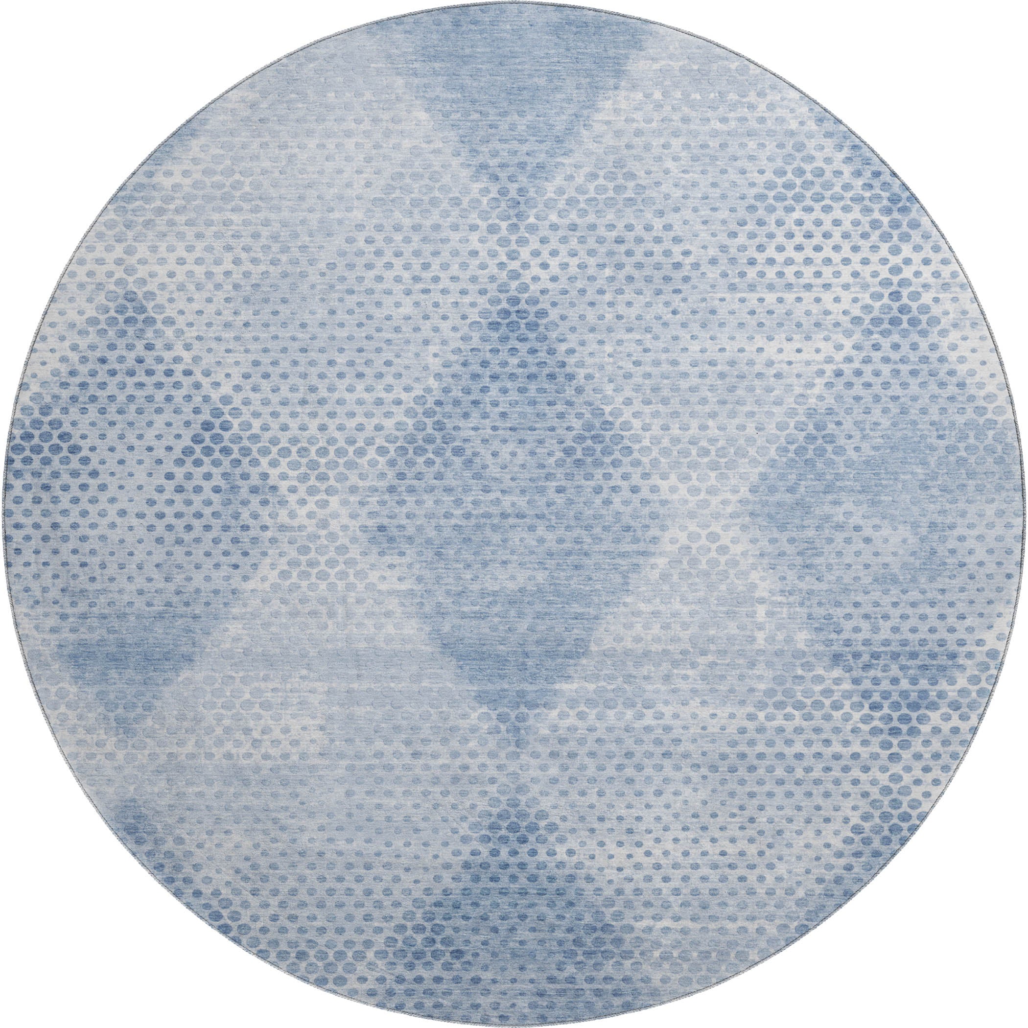 Luxury Washable Indoor/Outdoor Transitional TV4 Blue Rug 8' x 8' #shape_Round