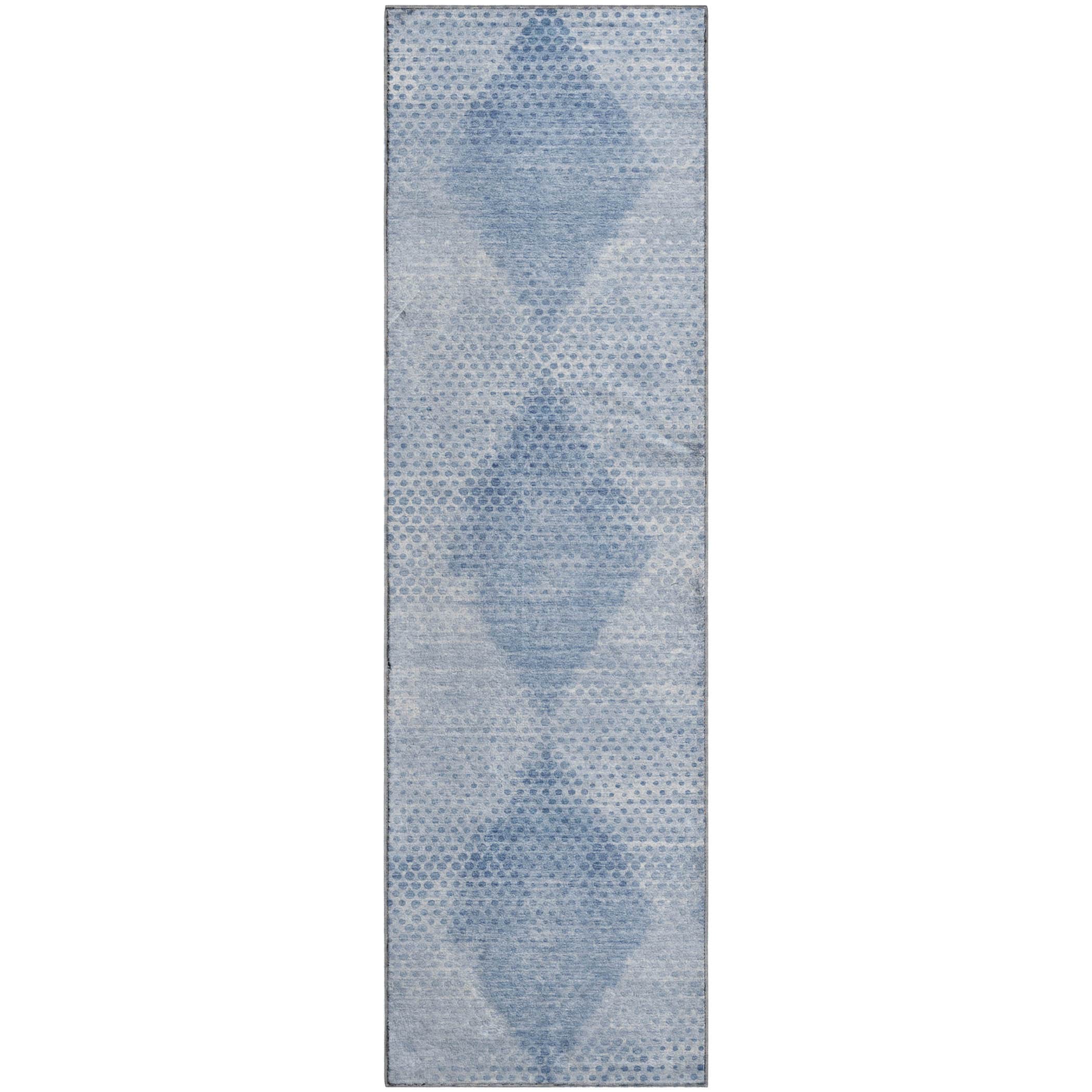 Luxury Washable Indoor/Outdoor Transitional TV4 Blue Rug 2'3" x 7'6" #shape_Runner