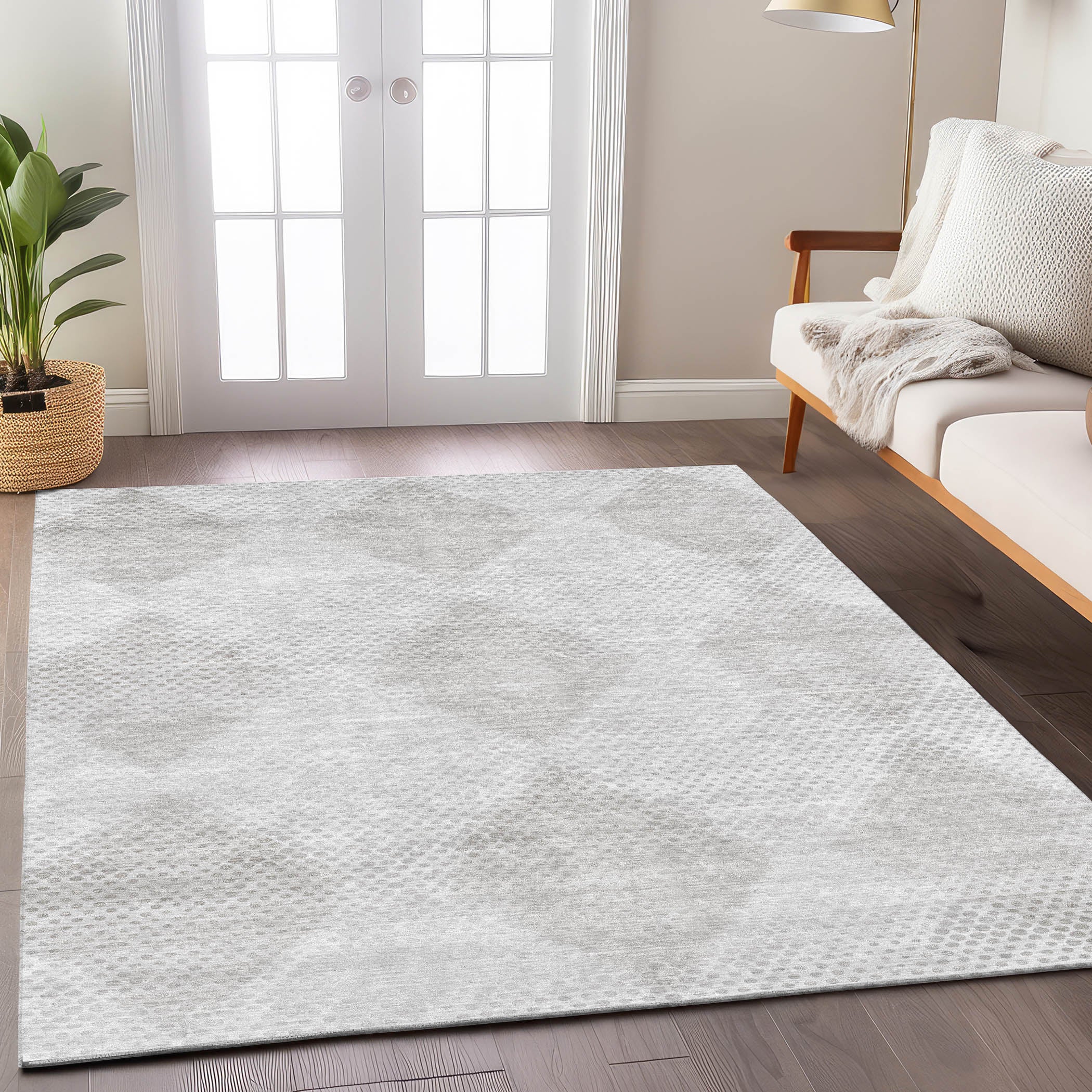 Luxury Washable Indoor/Outdoor Transitional TV4 Ivory Rug 1'8" x 2'6" #shape_Rectangle