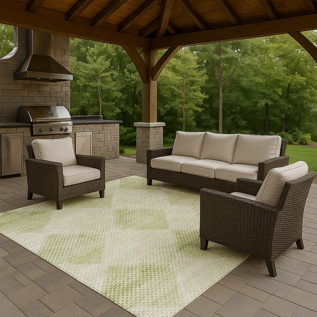 Luxury Washable Indoor/Outdoor Transitional TV4 Mint Green Rug 1'8" x 2'6" #shape_Rectangle