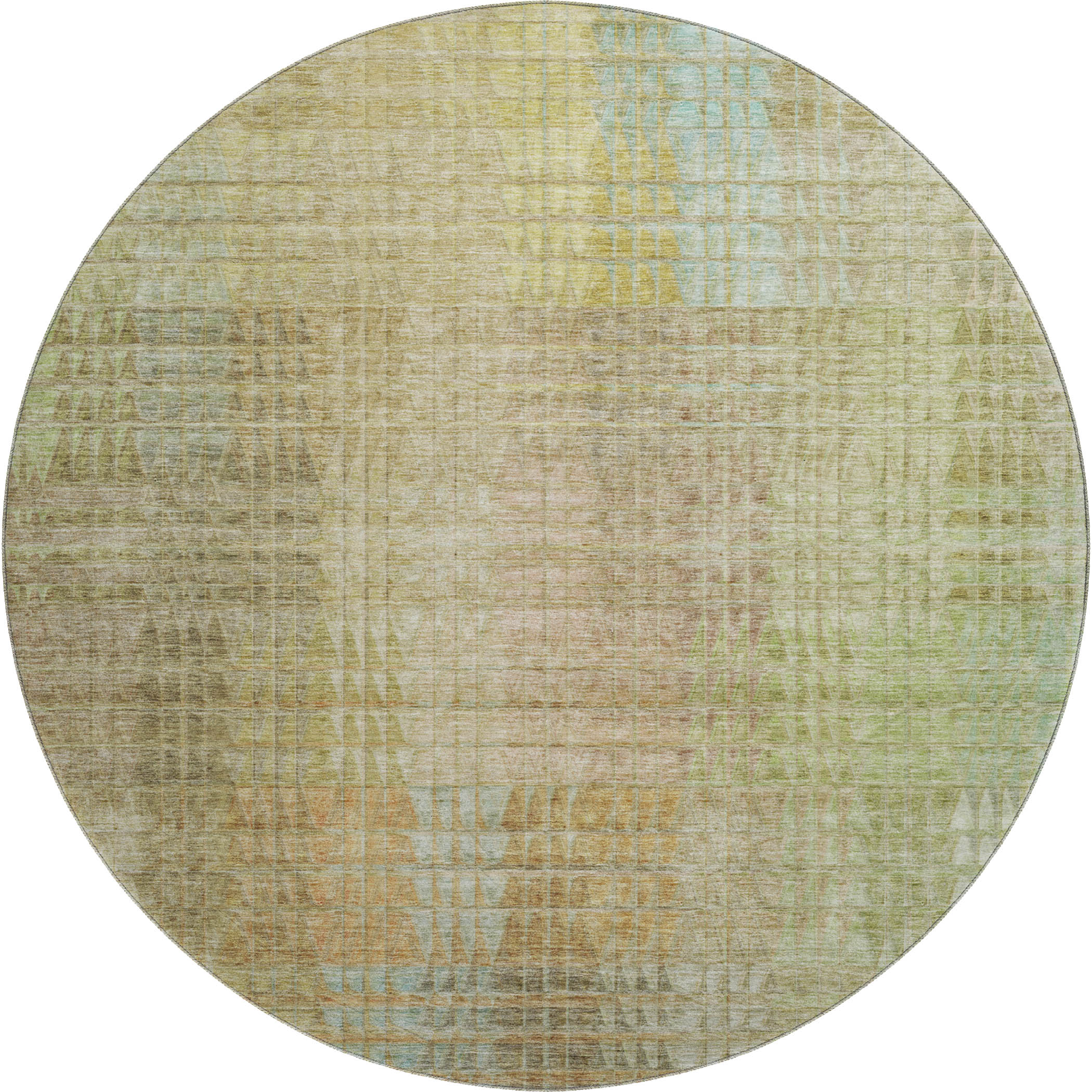 Luxury Washable Indoor/Outdoor Transitional TV6 Beige Brown Rug 8' x 8' #shape_Round