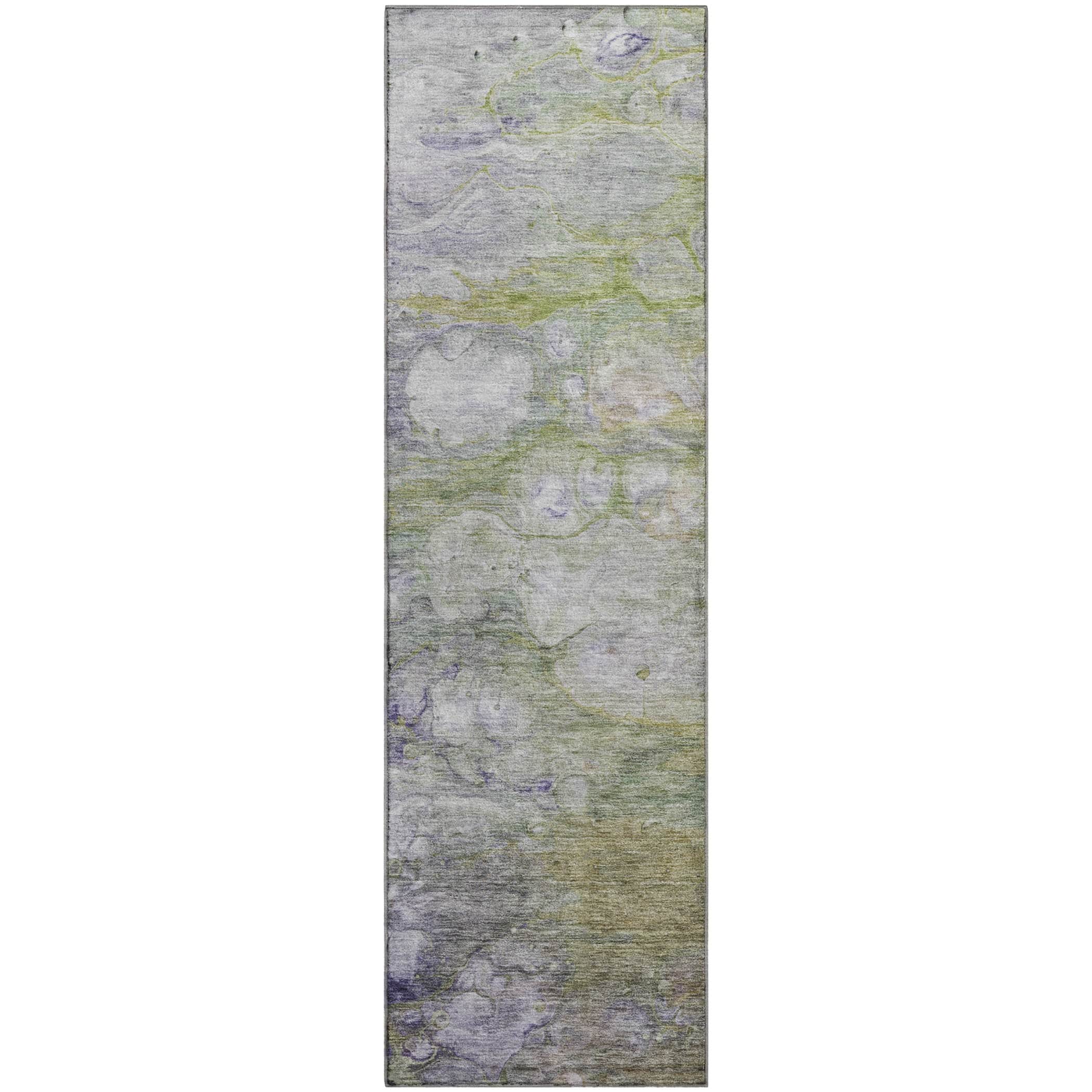 Luxury Washable Indoor/Outdoor Transitional TV7 Aloe Green Rug 2'3" x 7'6" #shape_Runner