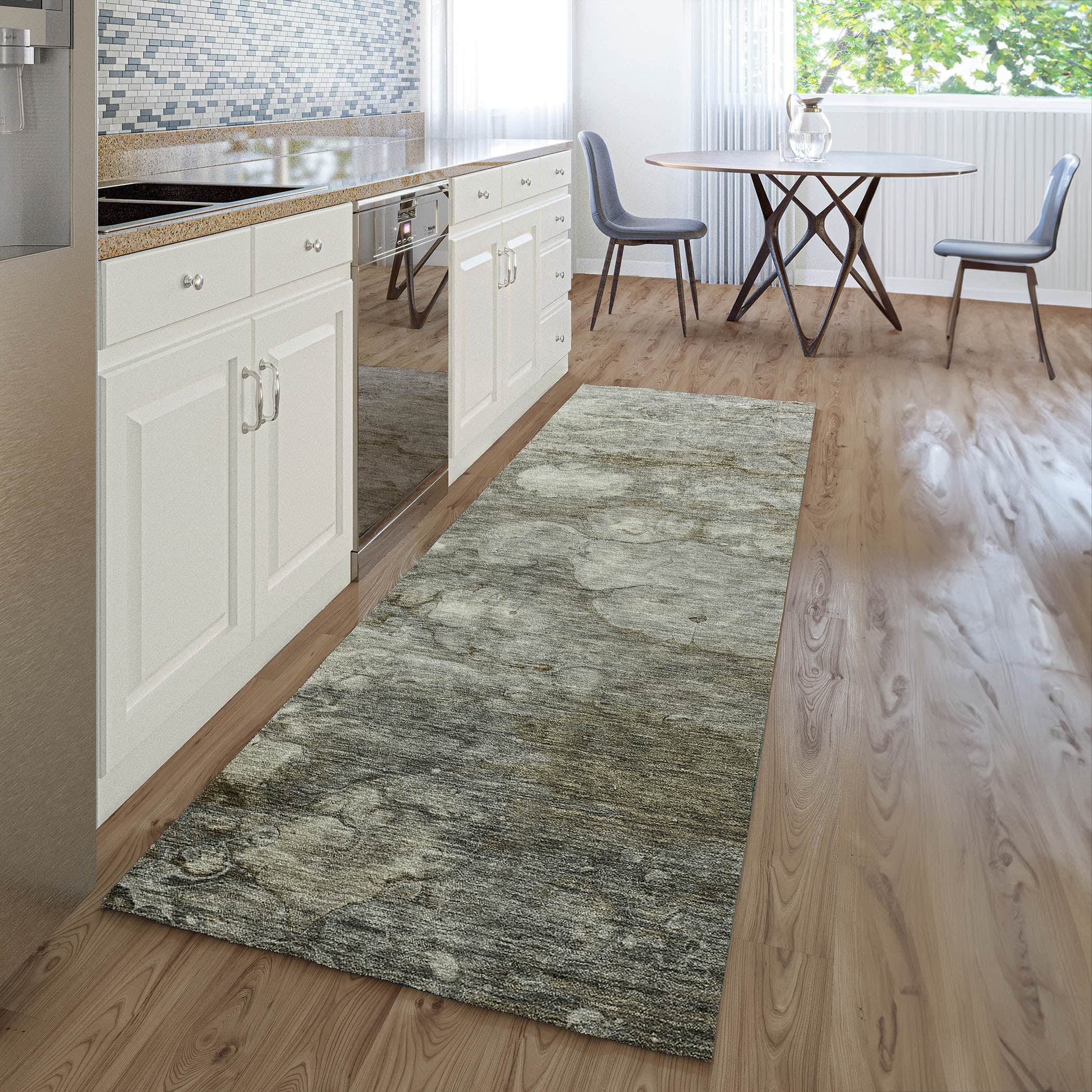 Luxury Washable Indoor/Outdoor Transitional TV7 Taupe Brown Rug 2'3" x 7'6" #shape_Runner