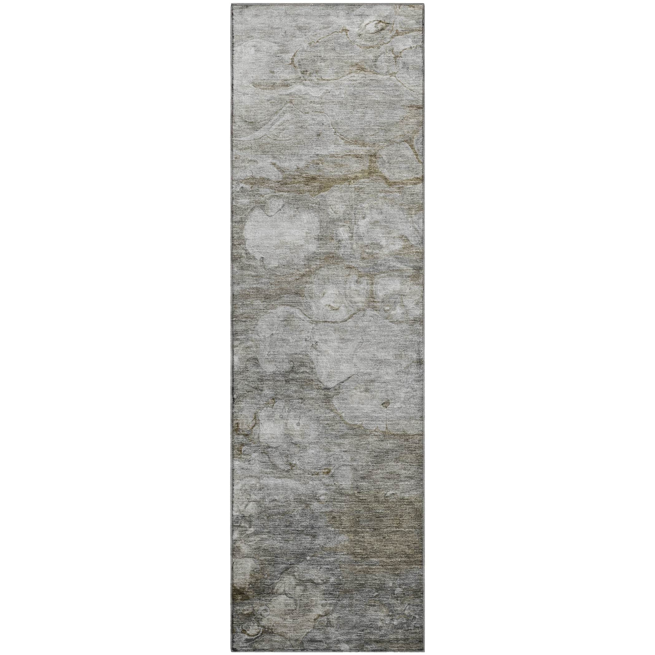 Luxury Washable Indoor/Outdoor Transitional TV7 Taupe Brown Rug 2'3" x 7'6" #shape_Runner