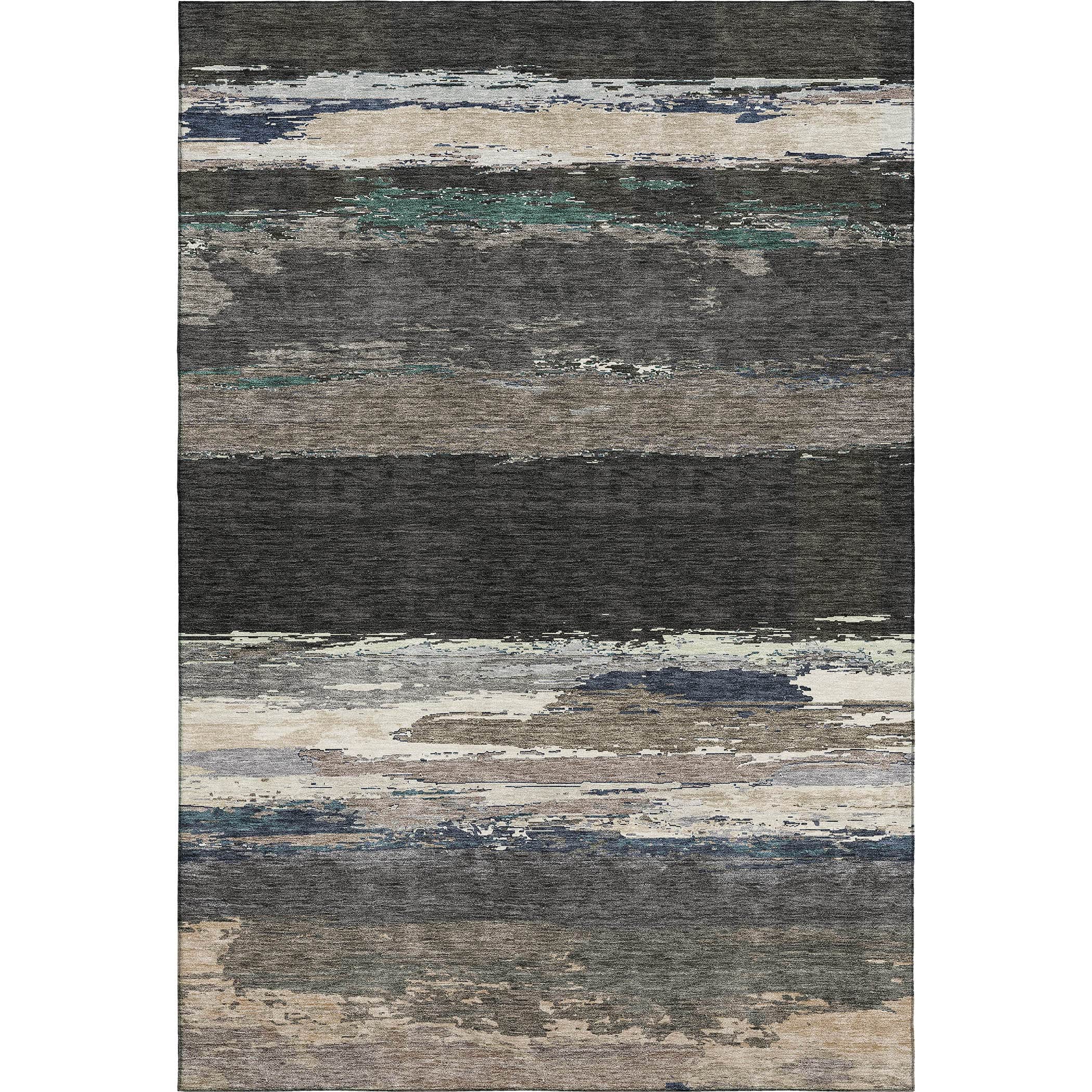 Luxury Washable Indoor/Outdoor Transitional TV8 Black Rug 2'6" x 3'10" #shape_Rectangle