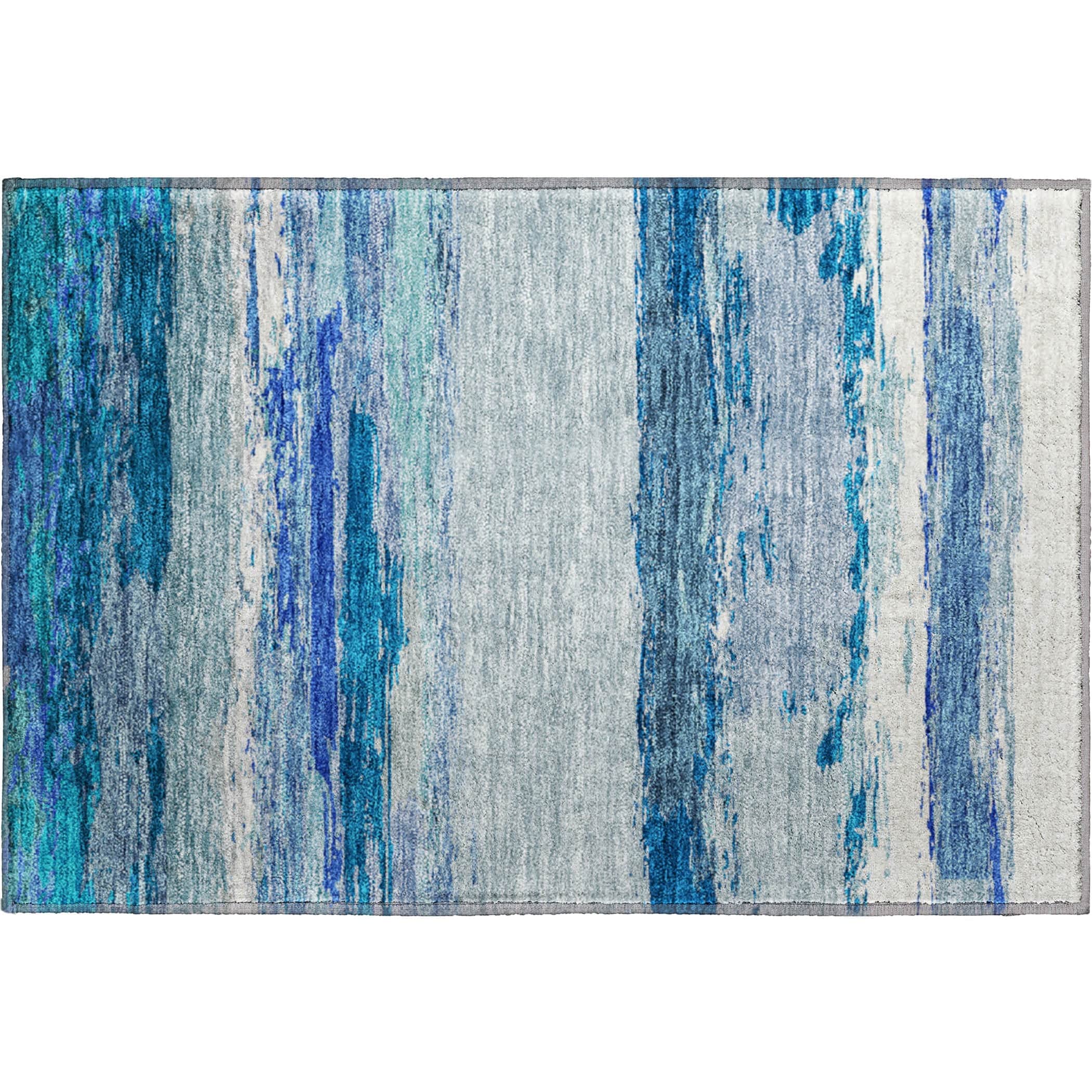 Luxury Washable Indoor/Outdoor Transitional TV8 Blue Rug 1'8" x 2'6" #shape_Rectangle