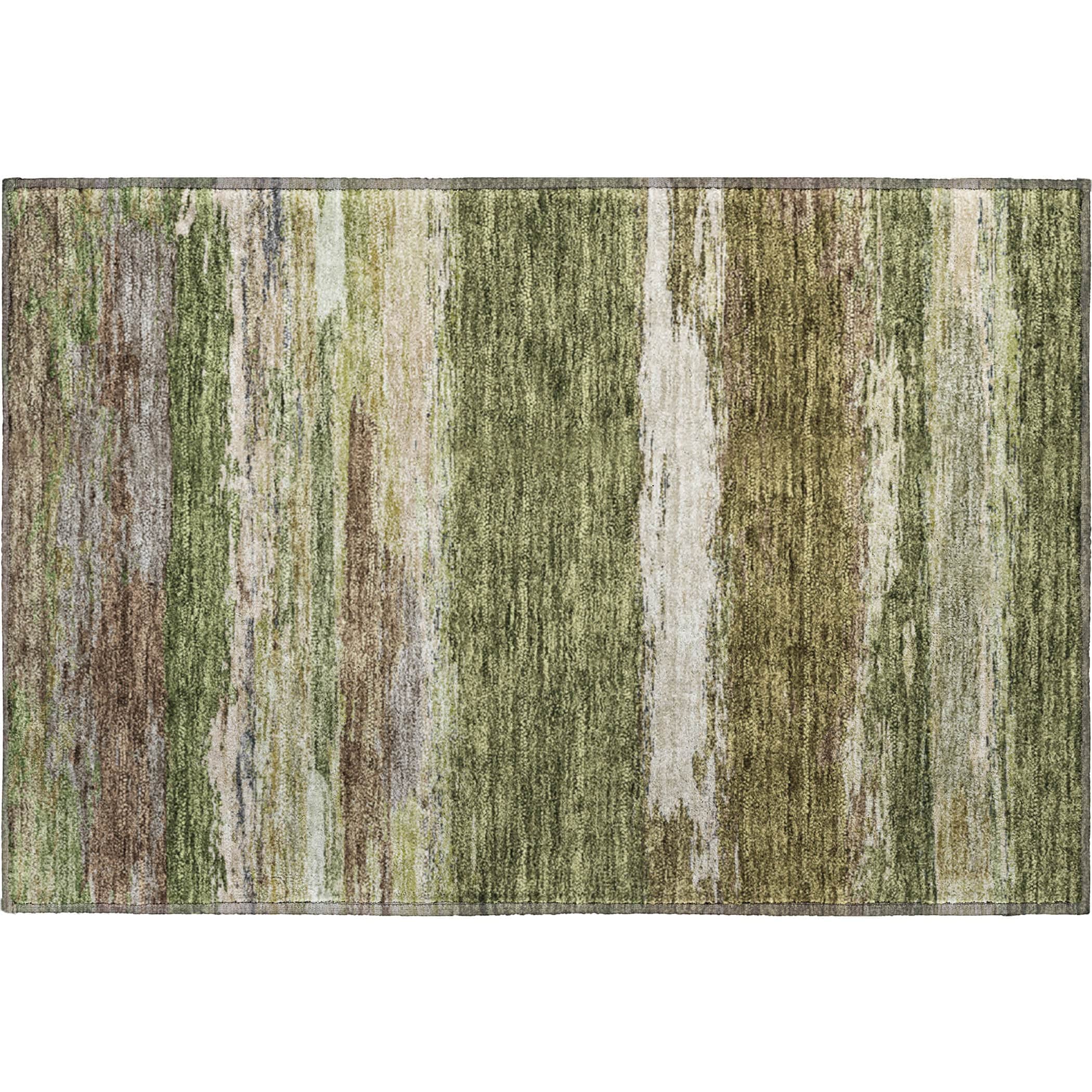 Luxury Washable Indoor/Outdoor Transitional TV8 Olive Green Rug 1'8" x 2'6" #shape_Rectangle